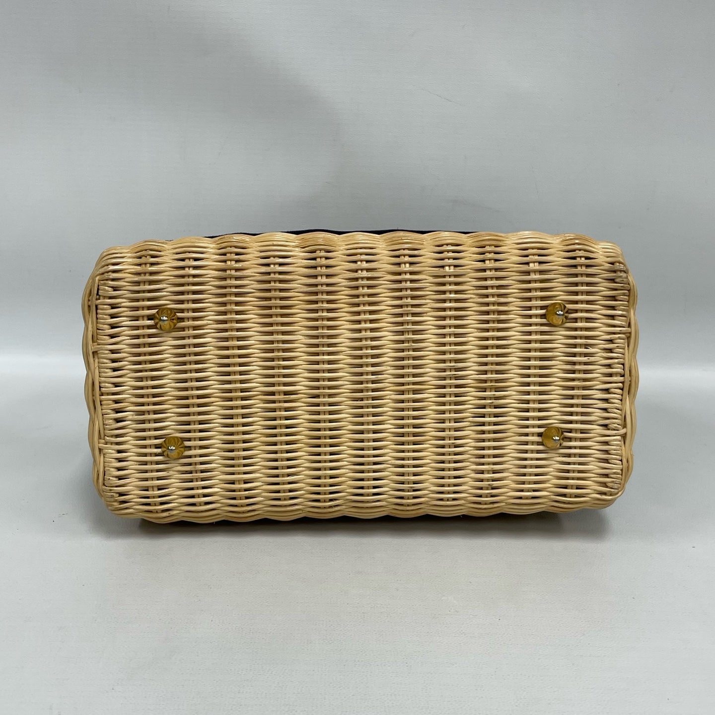 Dior - Lady Dior Wicker - Wicker and leather with embroidered canvas - Natural Wicker with Blue and Black accents - (medium)