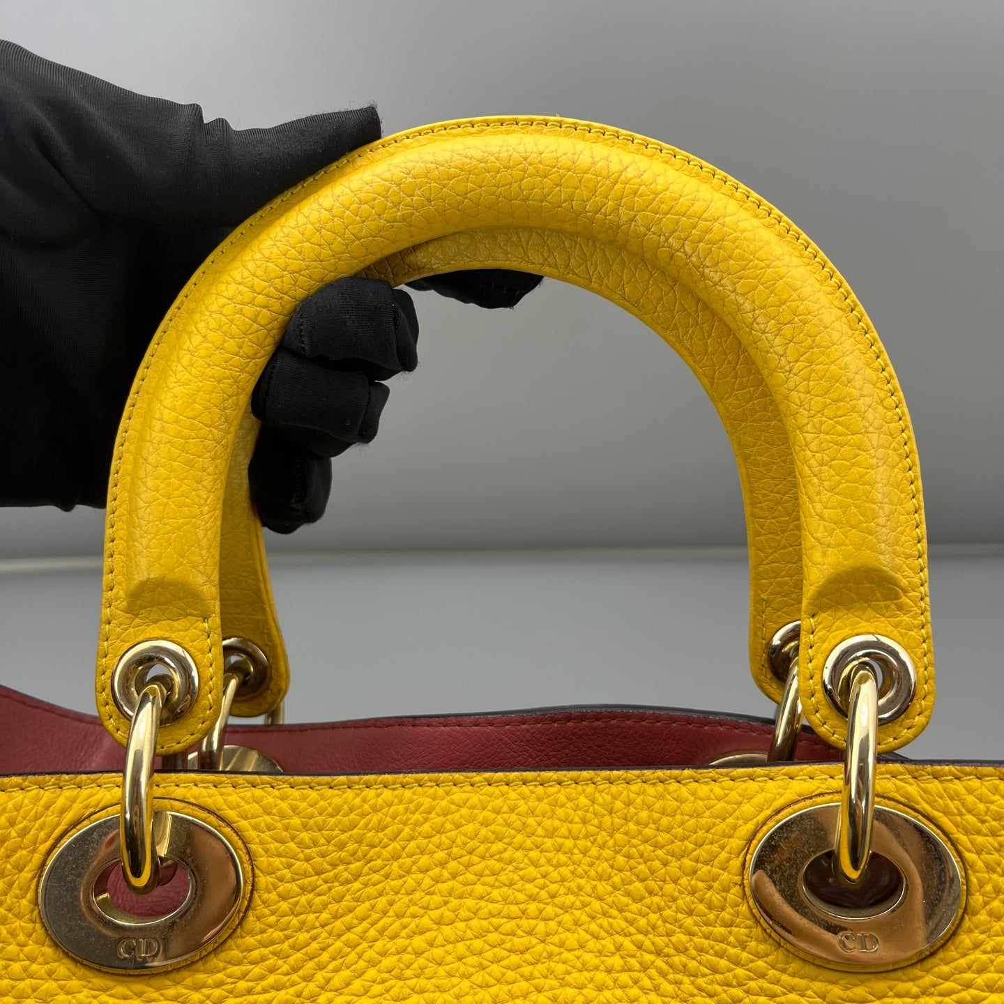 Dior - Large Tote with Pouch - Grained leather - Yellow - (large)