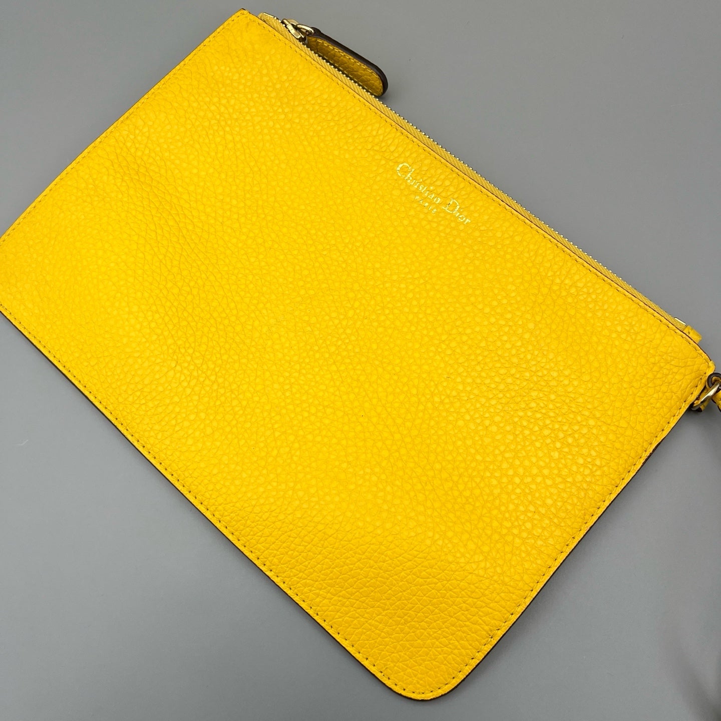 Dior - Large Tote with Pouch - Grained leather - Yellow - (large)