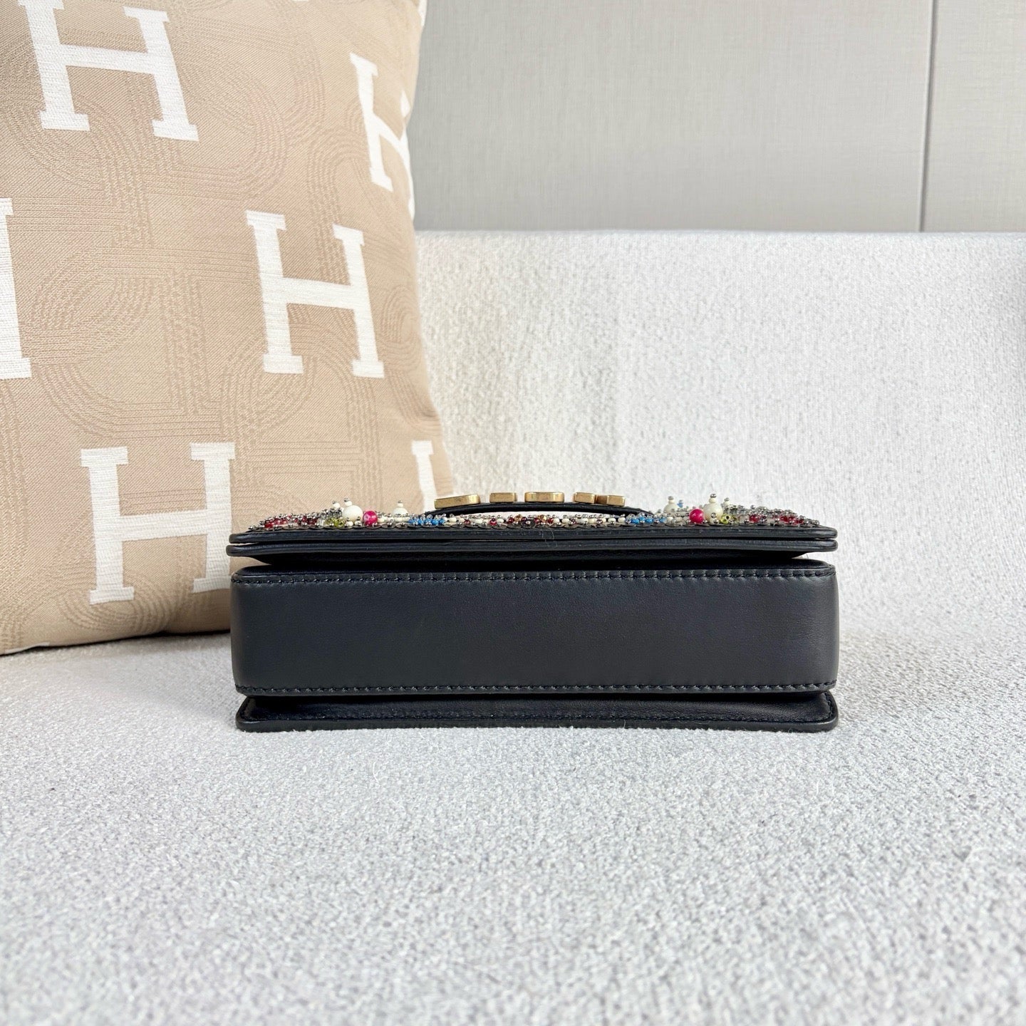 Dior - Limited Edition Beaded Flap Bag - Leather and Beads - Black with Multicolour Beading - (medium)