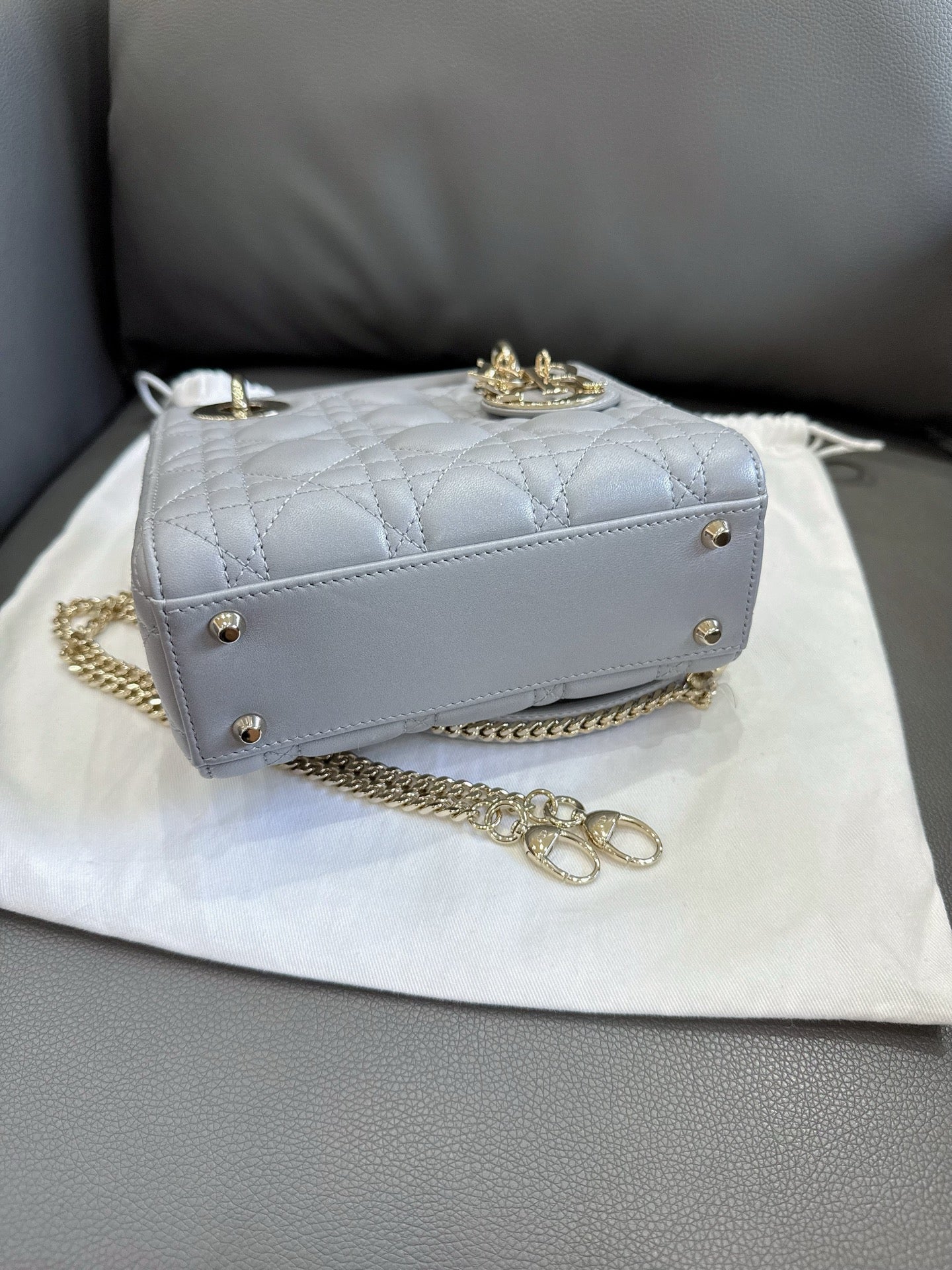 Dior - Micro Lady Dior - Lambskin leather - Pearlescent grey - (mini)