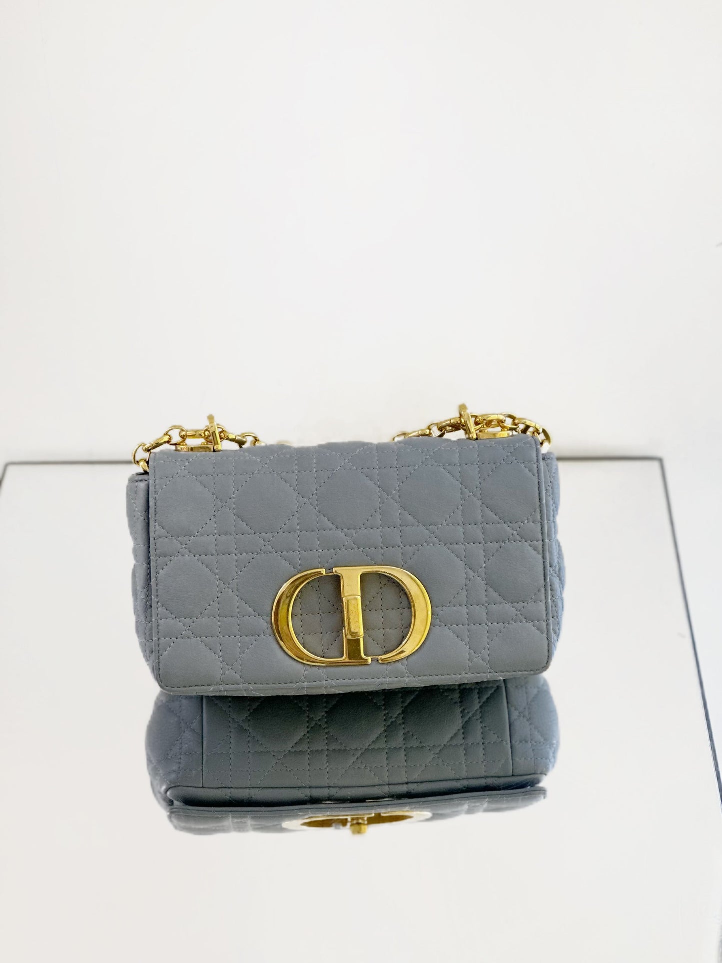 Dior - Miss Caro - Grained calfskin leather - Haze Blue with Gold-Tone Hardware - (Mini)