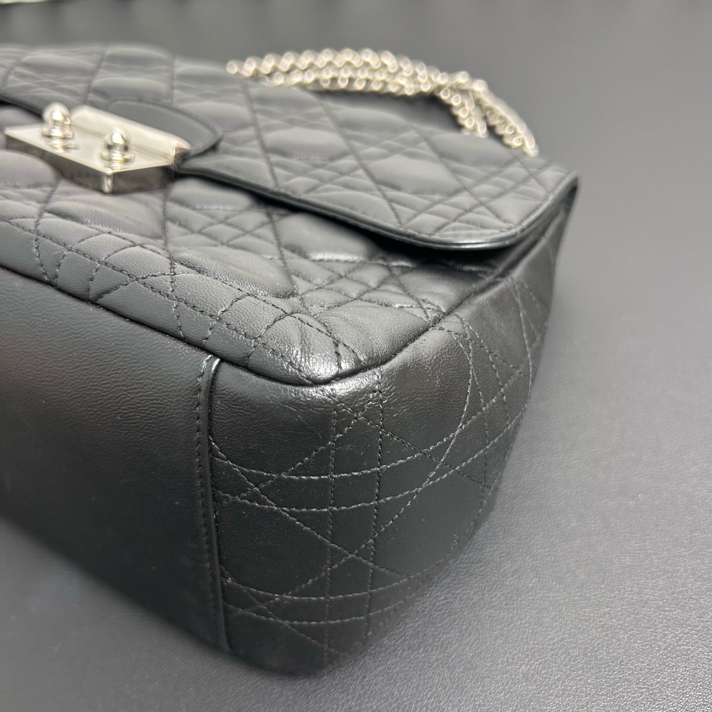 Dior - Miss Dior Flap Bag - Quilted lambskin leather - Black - (medium)