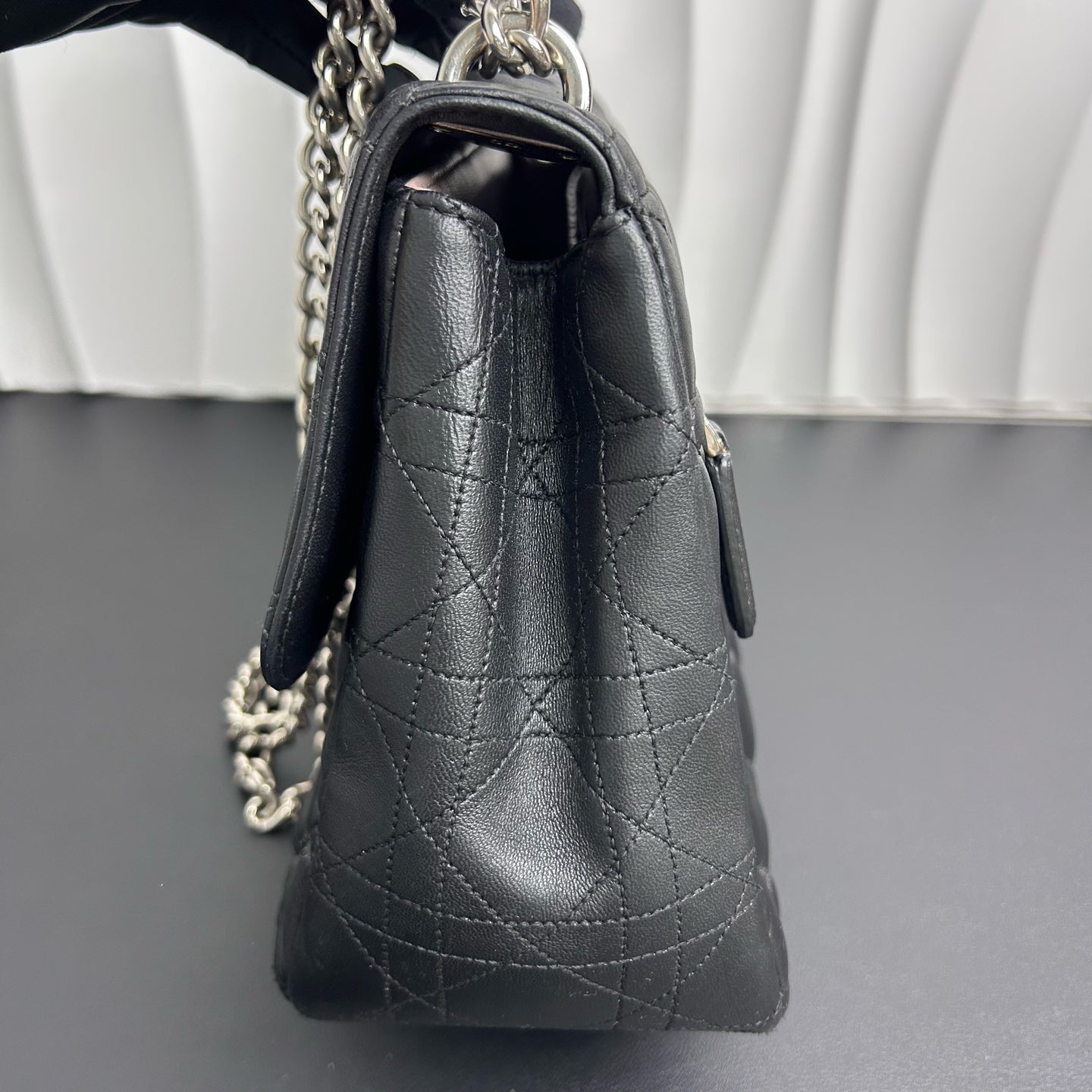 Dior - Miss Dior Flap Bag - Quilted lambskin leather - Black - (medium)