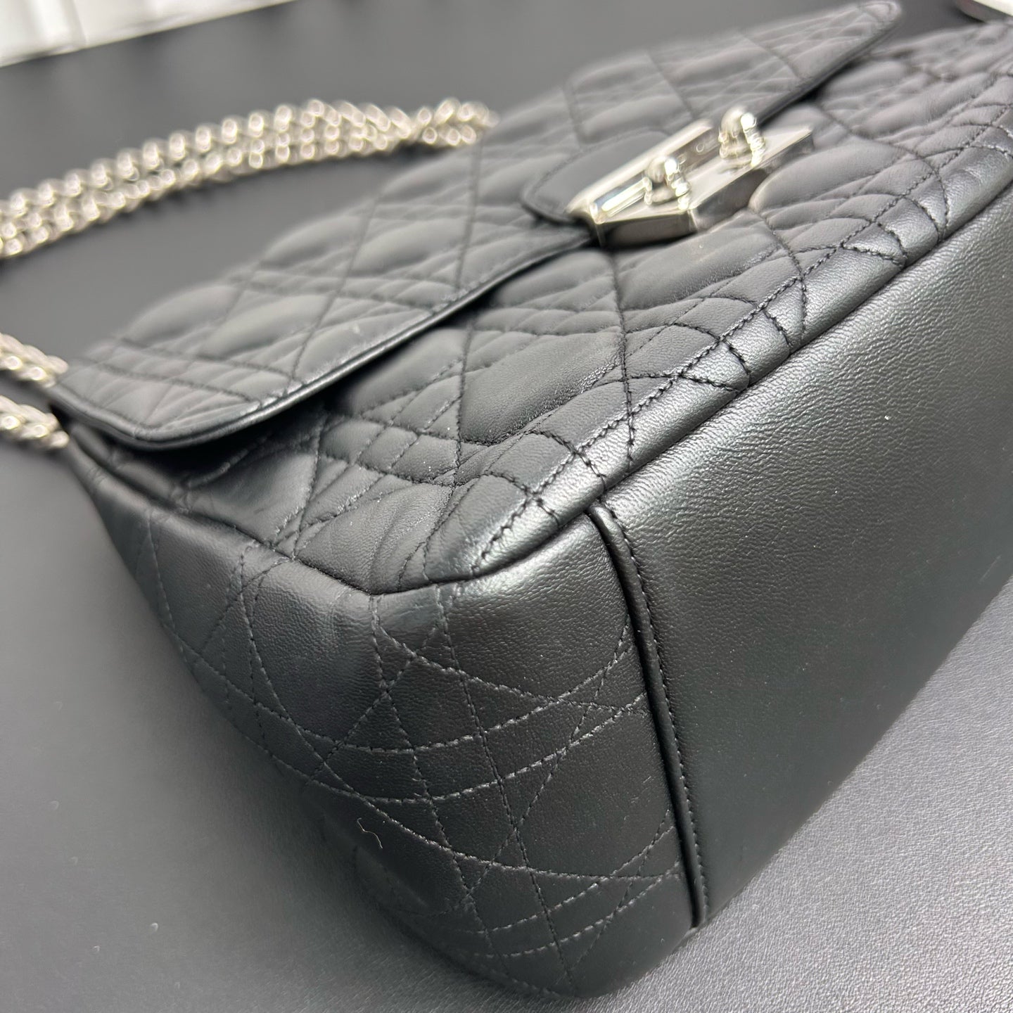 Dior - Miss Dior Flap Bag - Quilted lambskin leather - Black - (medium)