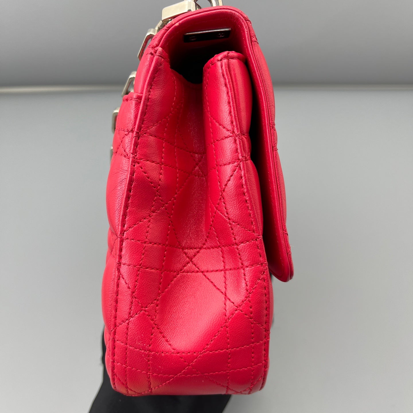 Dior - Miss Dior Quilted Chain Bag - Lambskin leather - Rose Red with Silver-Tone Hardware - (small)