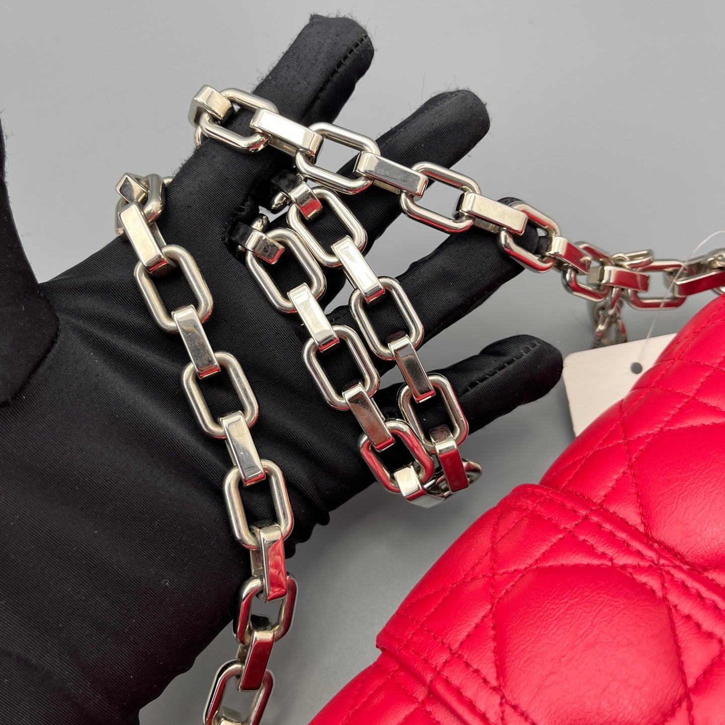 Dior - Miss Dior Quilted Chain Bag - Lambskin leather - Rose Red with Silver-Tone Hardware - (small)