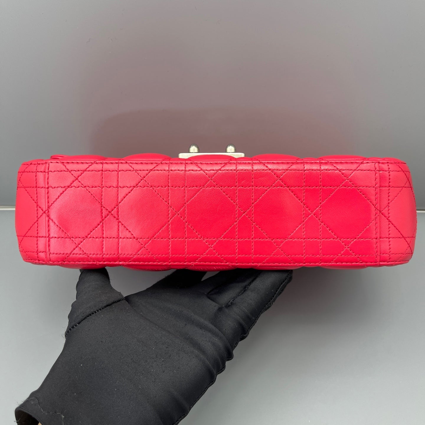 Dior - Miss Dior Quilted Chain Bag - Lambskin leather - Rose Red with Silver-Tone Hardware - (small)