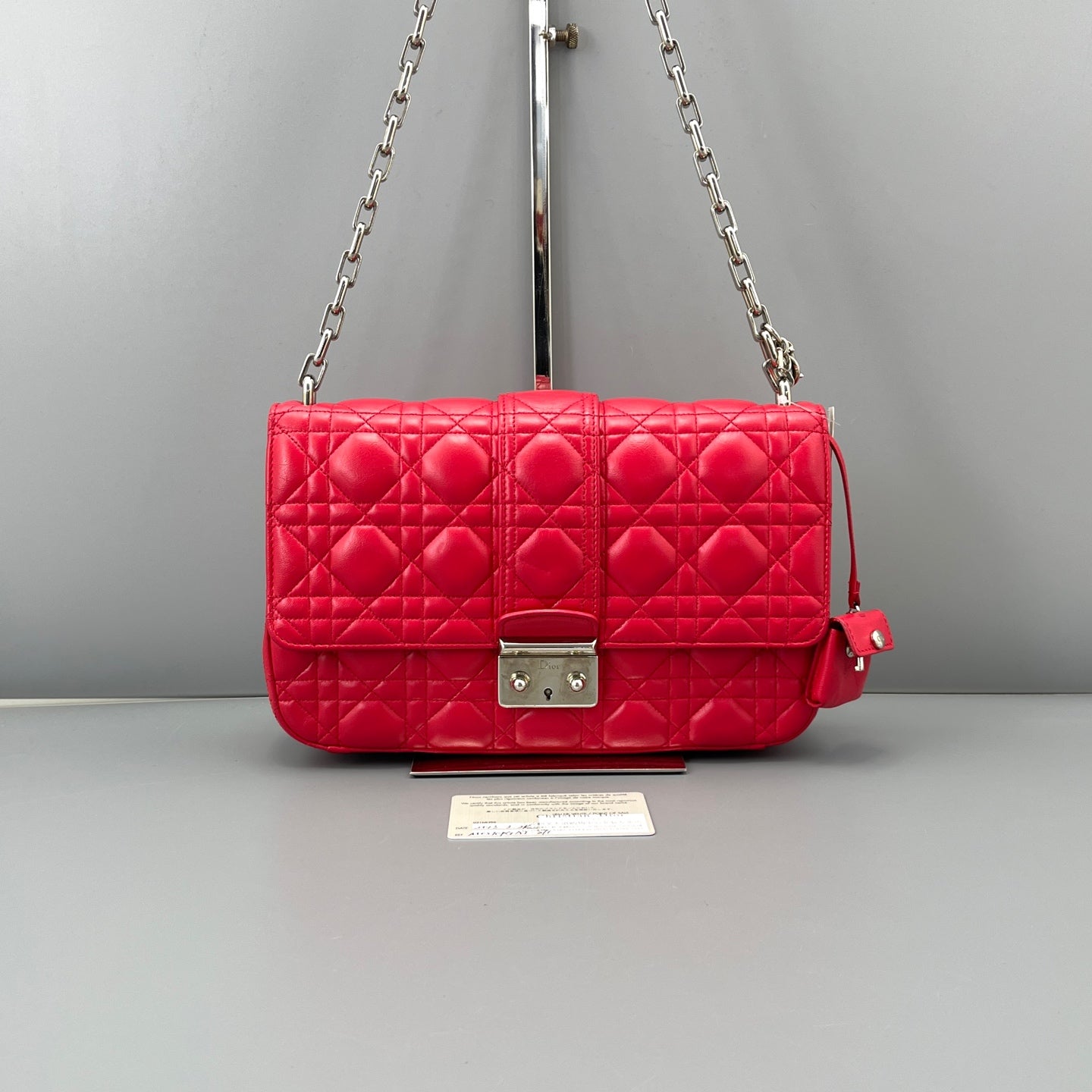 Dior - Miss Dior Quilted Chain Bag - Lambskin leather - Rose Red with Silver-Tone Hardware - (small)