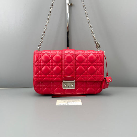 Dior - Miss Dior Quilted Chain Bag - Lambskin leather - Rose Red with Silver-Tone Hardware - (small)