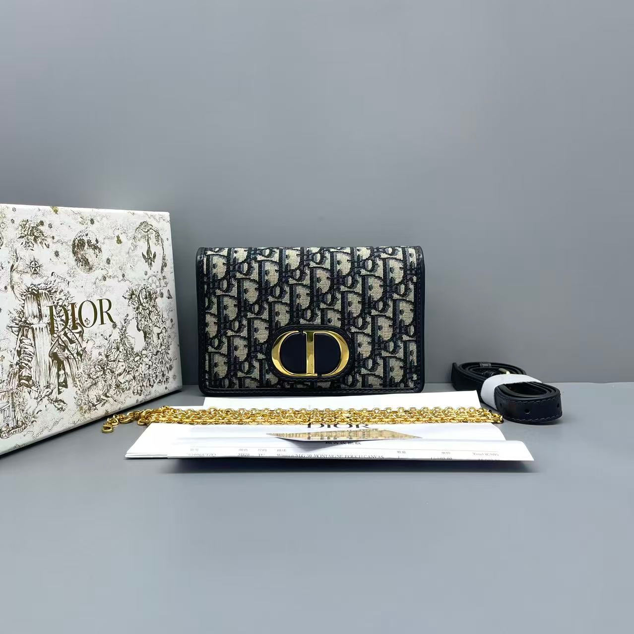 Dior - Montaigne 2-in-1 - Oblique canvas and leather - Blue - (small)