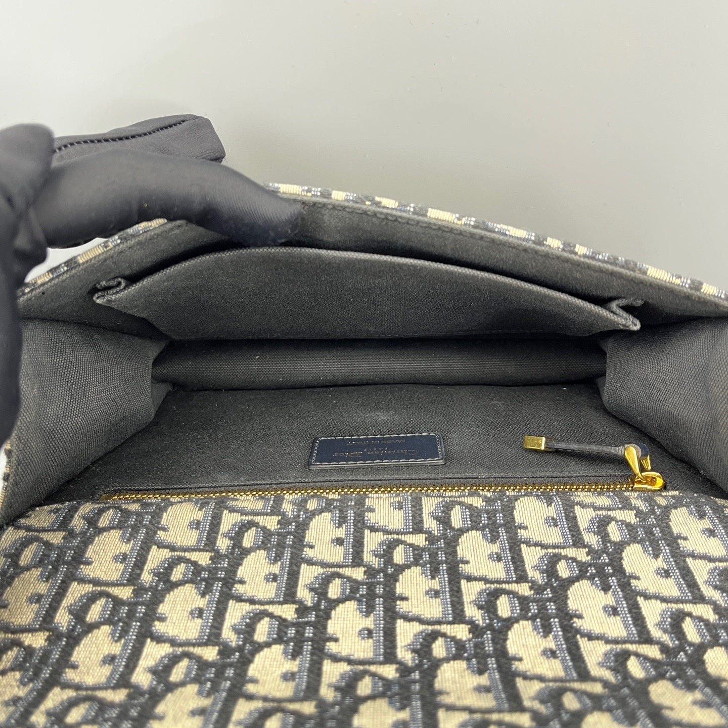 Dior - Montaigne 30 - Dior Oblique canvas with leather trim - Blue with Navy Leather and Gold-Tone Hardware - (Medium)