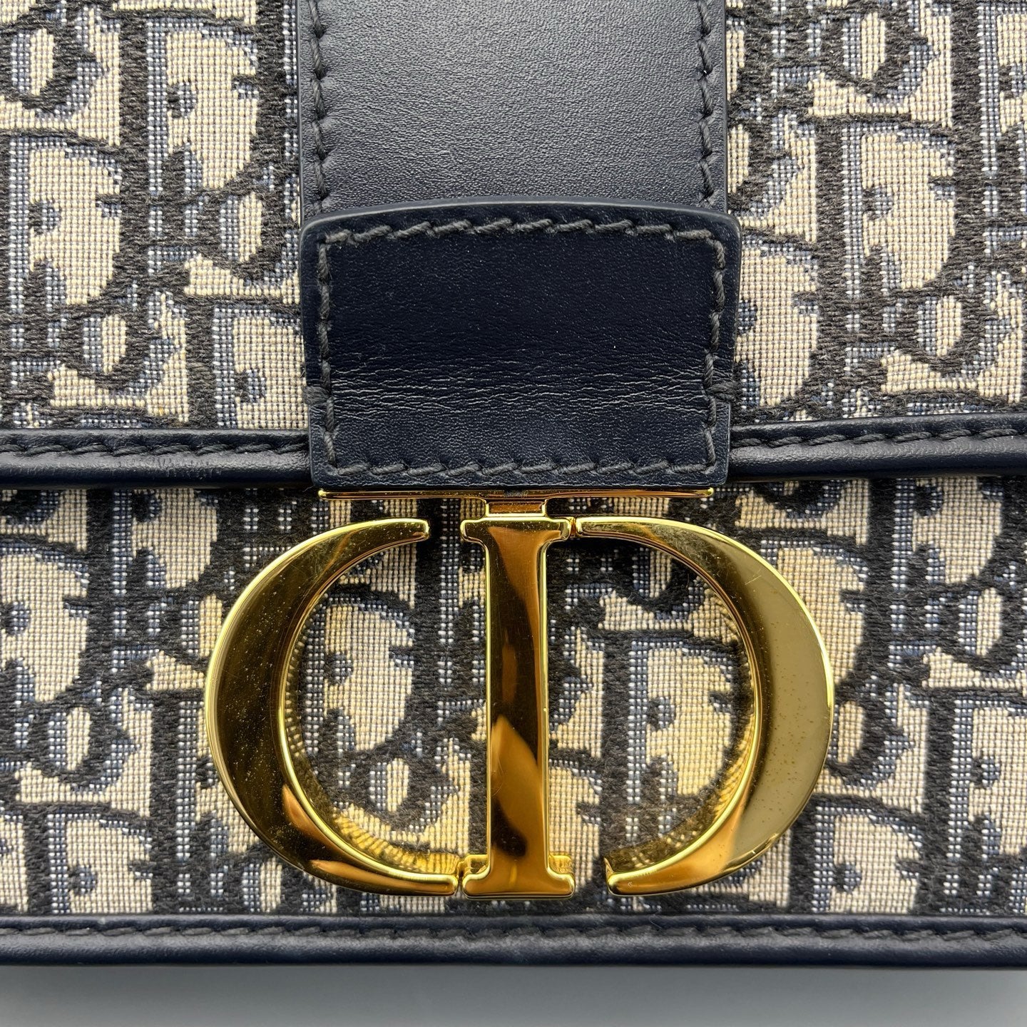 Dior - Montaigne 30 - Dior Oblique canvas with leather trim - Blue with Navy Leather and Gold-Tone Hardware - (Medium)