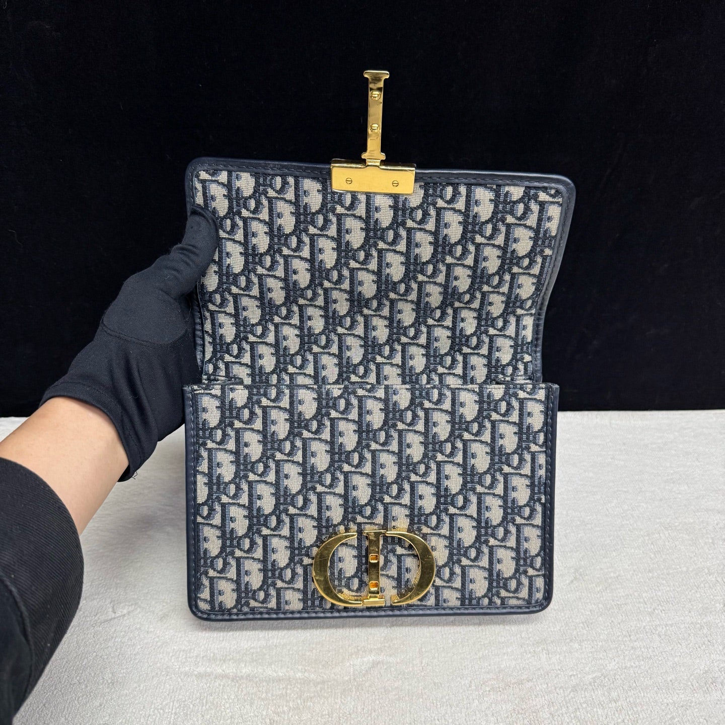 Dior - Montaigne 30 - Dior Oblique canvas with leather trim - Navy Blue - (Medium)