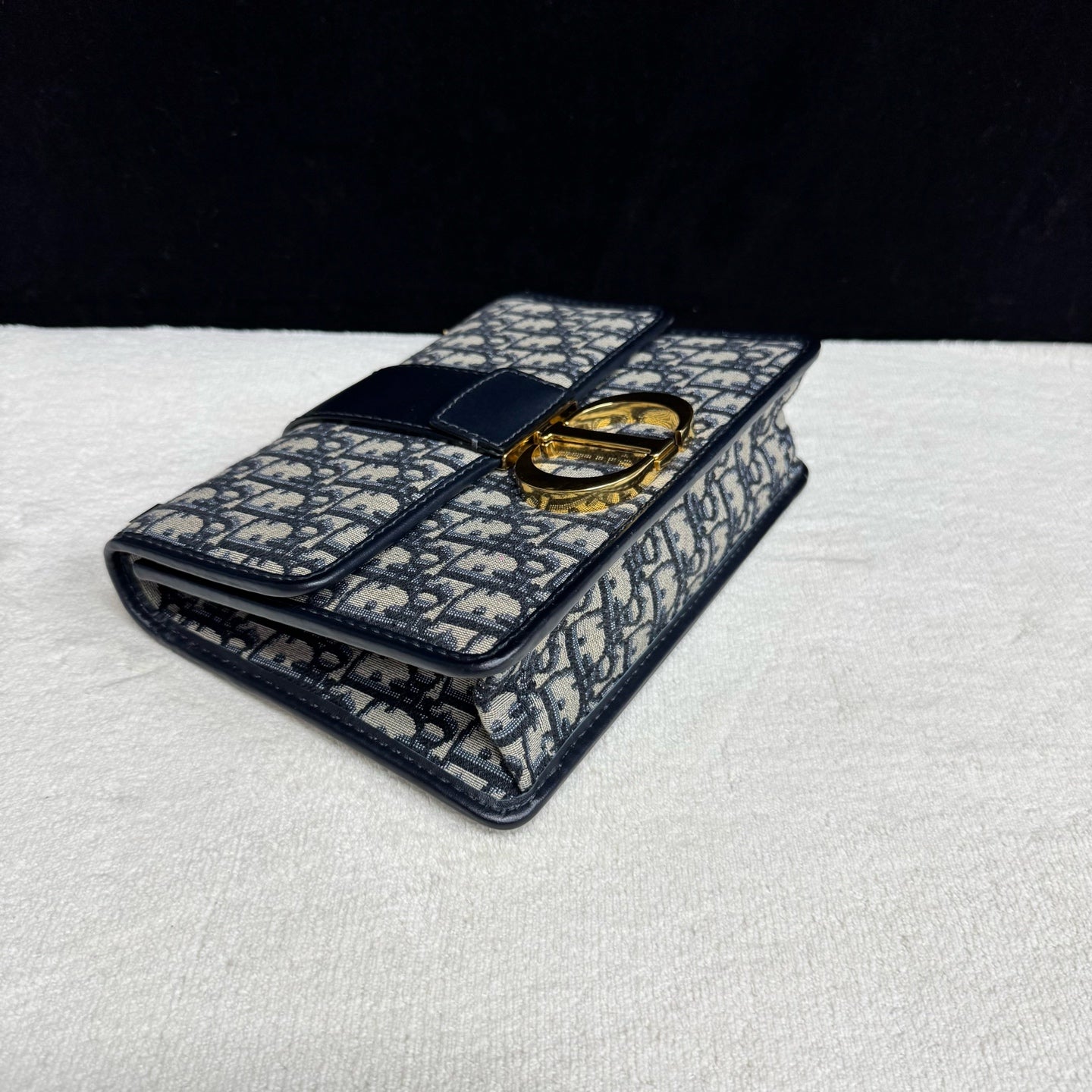 Dior - Montaigne 30 - Dior Oblique canvas with leather trim - Navy Blue - (Medium)
