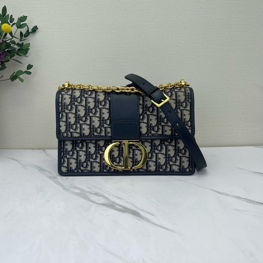 Dior - Montaigne 30 - Dior Oblique canvas with navy leather trim - Navy - (small)