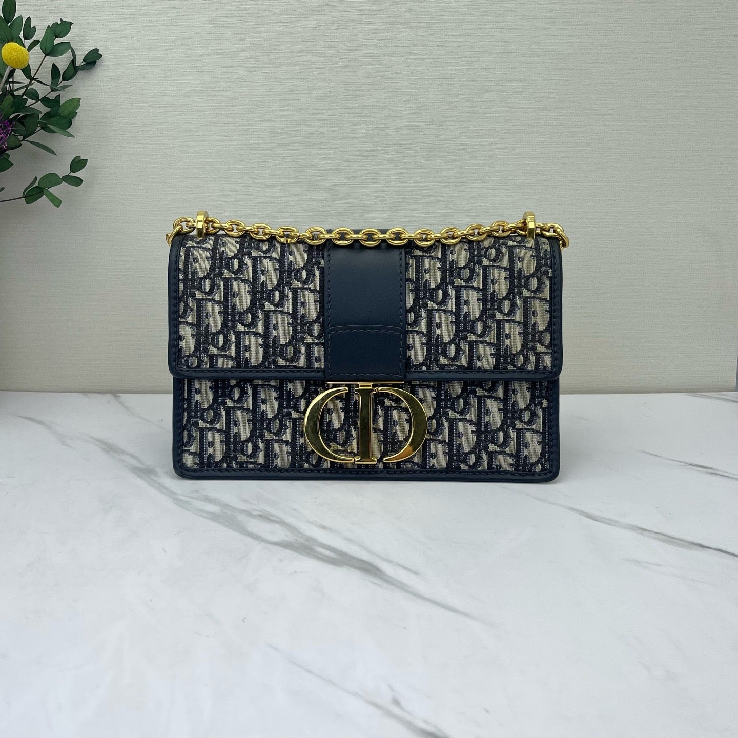 Dior - Montaigne 30 - Dior Oblique canvas with navy leather trim - Navy - (small)