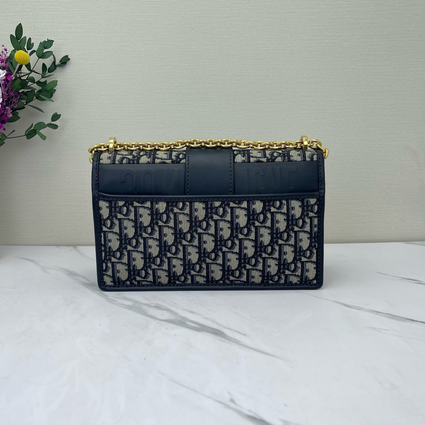 Dior - Montaigne 30 - Dior Oblique canvas with navy leather trim - Navy - (small)