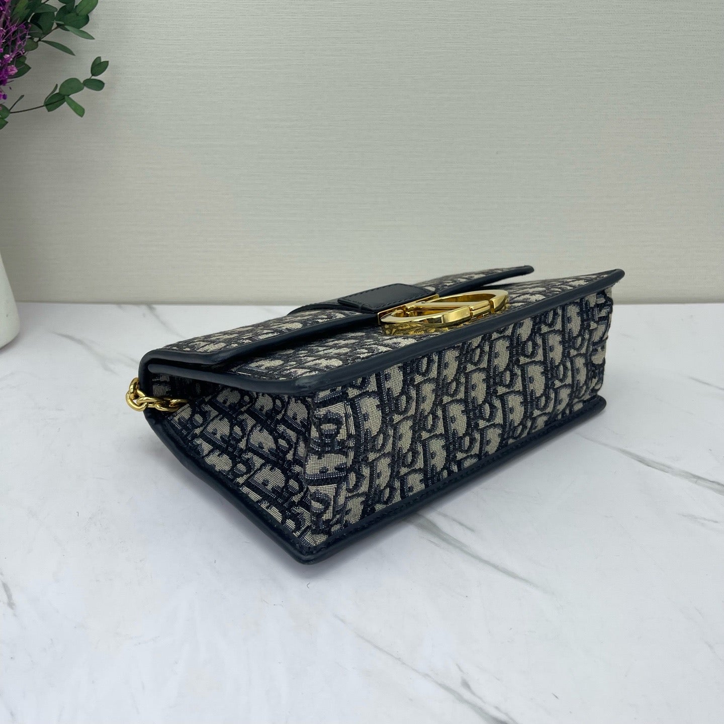 Dior - Montaigne 30 - Dior Oblique canvas with navy leather trim - Navy - (small)