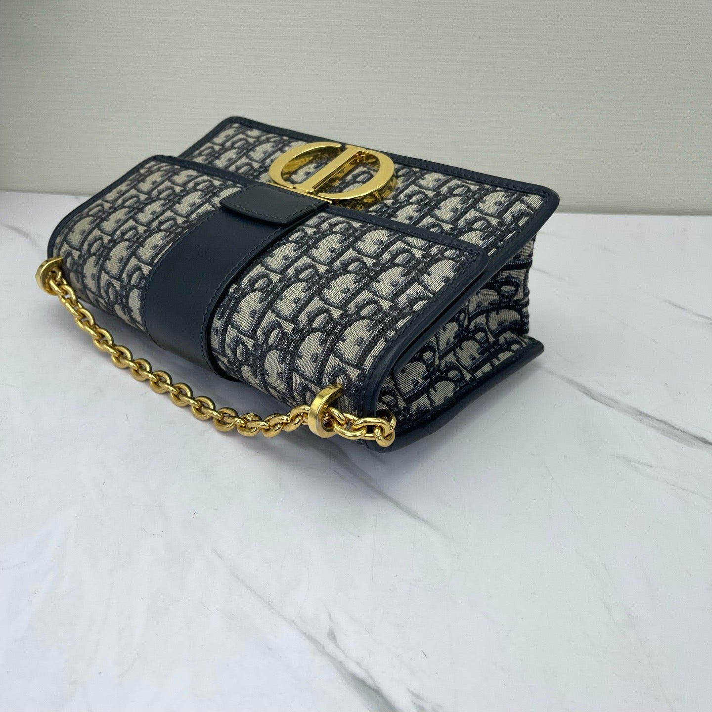 Dior - Montaigne 30 - Dior Oblique canvas with navy leather trim - Navy - (small)
