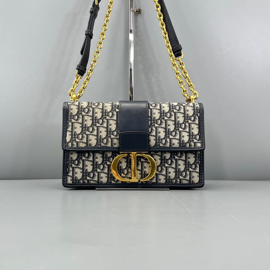 Dior - Montaigne 30 - Dior Oblique jacquard canvas with leather trim - Blue - (medium)