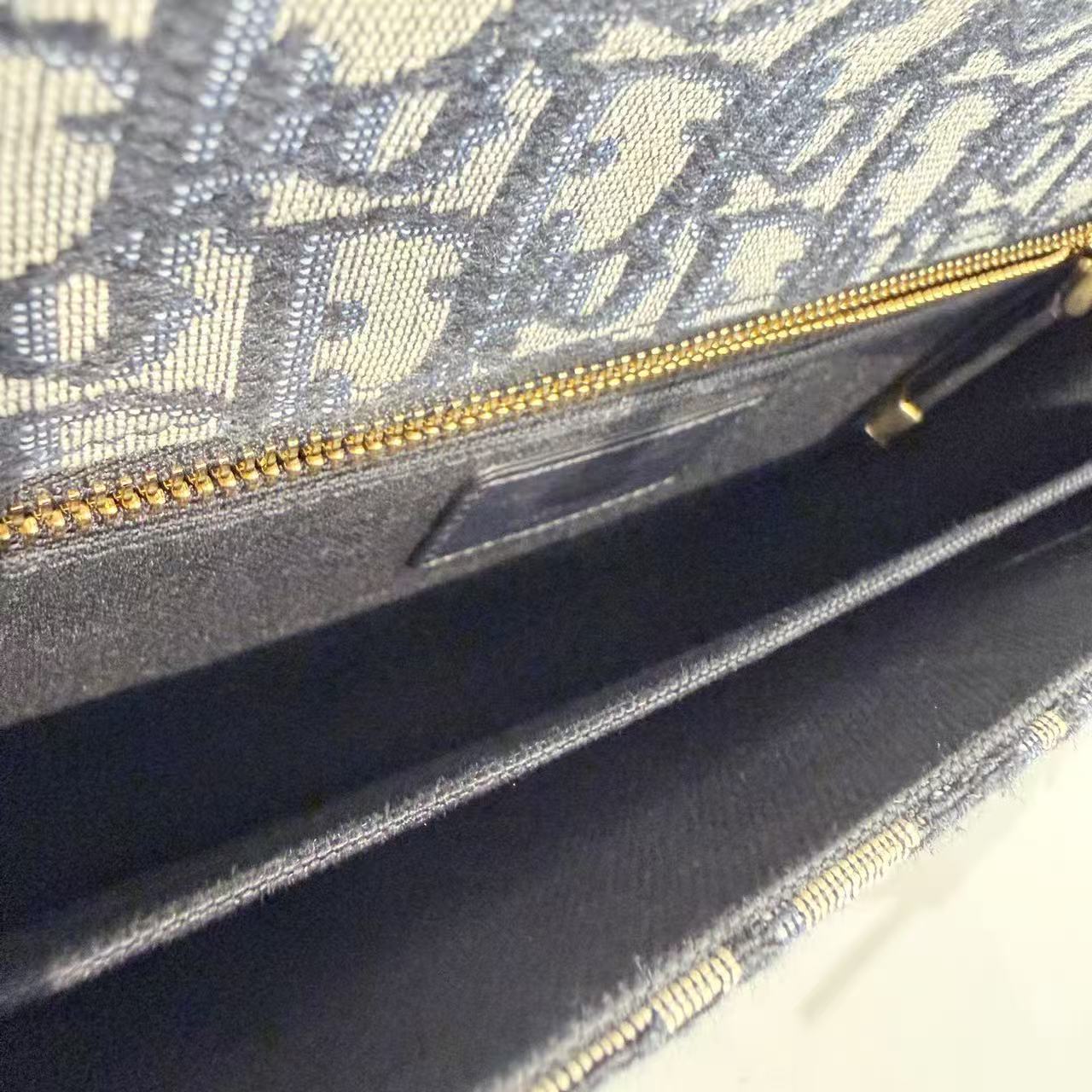 Dior - Montaigne 30 Flap Bag - Jacquard canvas with leather trim - Blue - (medium)