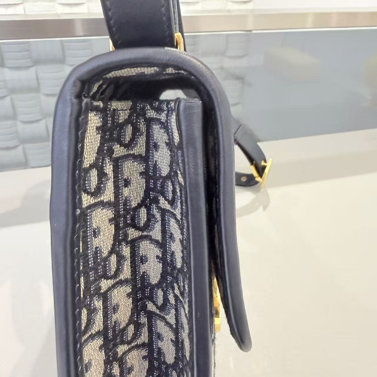 Dior - Montaigne 30 Flap Bag - Jacquard canvas with leather trim - Blue - (medium)