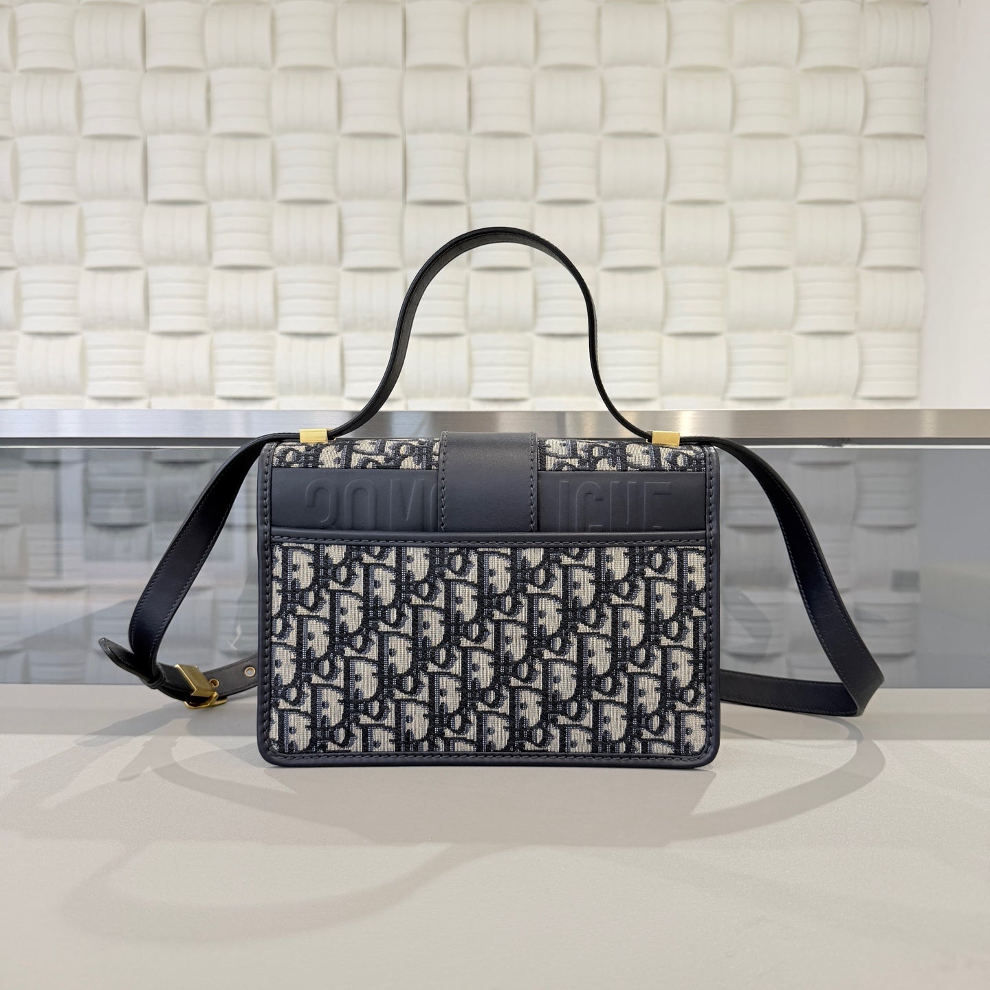 Dior - Montaigne 30 - Jacquard fabric with leather trim - Blue - (Small)