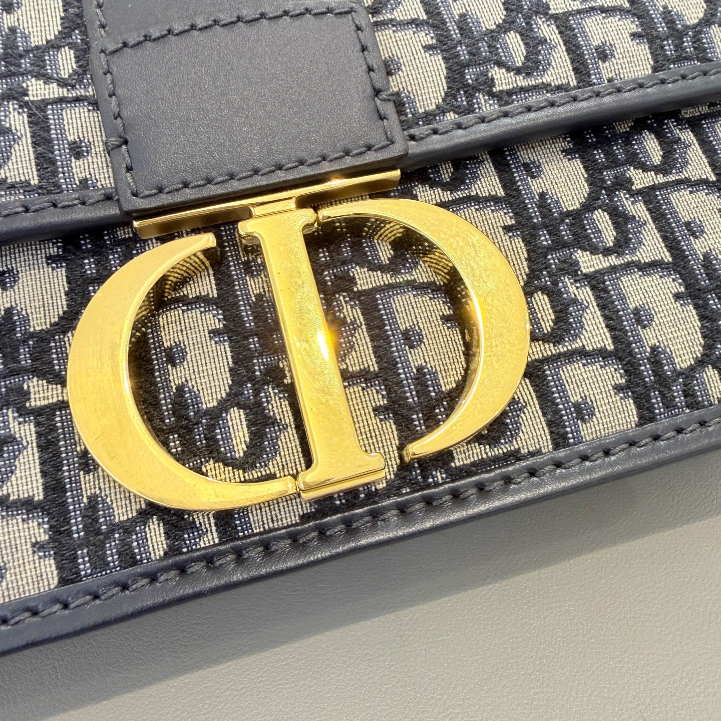 Dior - Montaigne 30 - Jacquard fabric with leather trim - Blue - (Small)