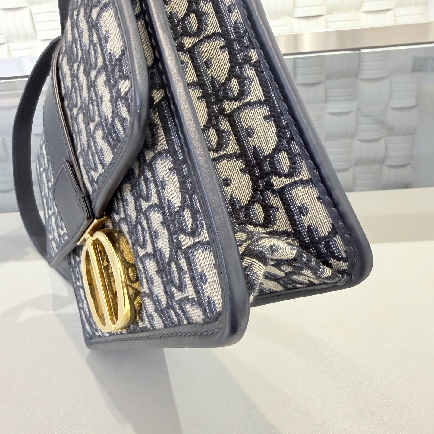 Dior - Montaigne 30 - Jacquard fabric with leather trim - Blue - (Small)