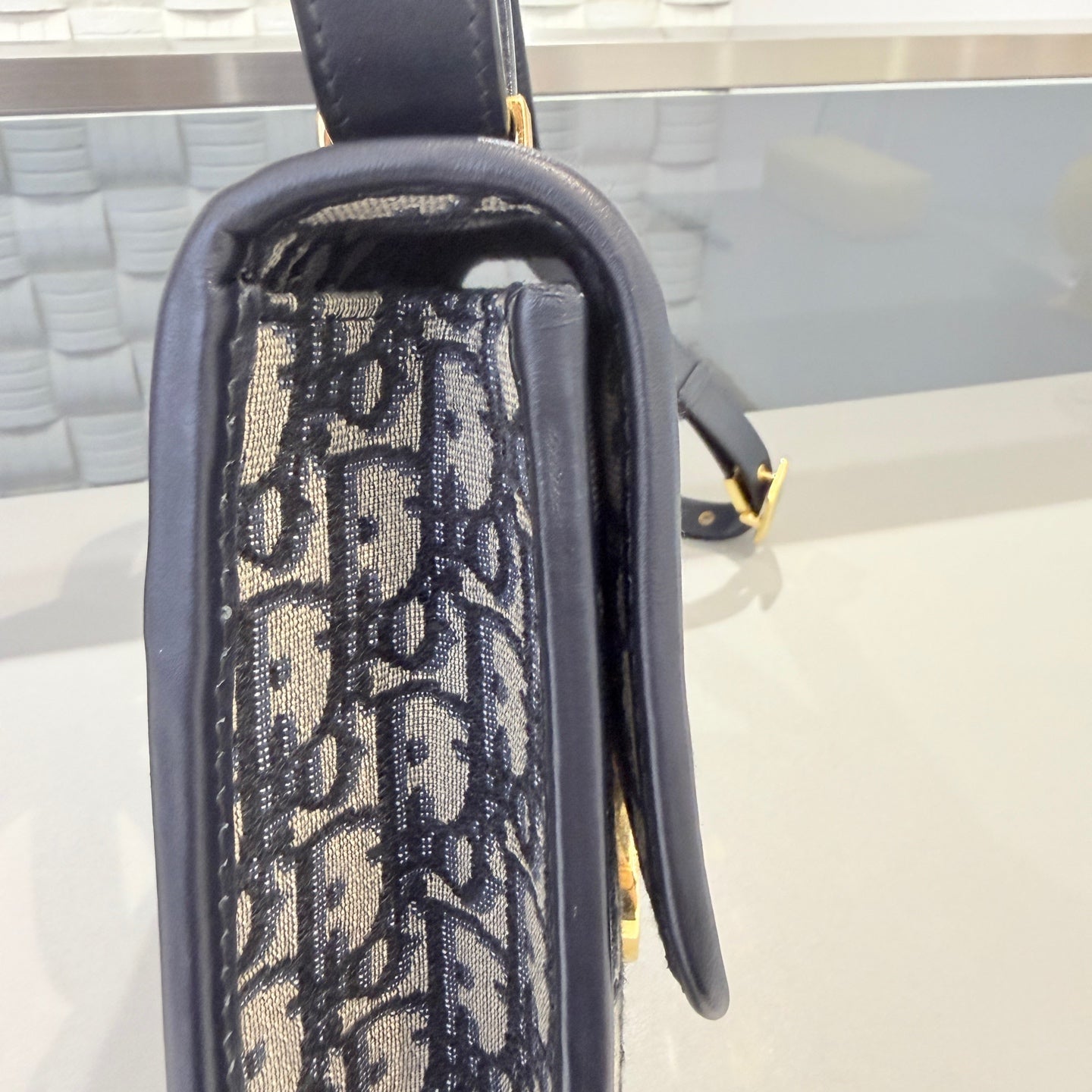 Dior - Montaigne 30 - Jacquard fabric with leather trim - Blue - (Small)