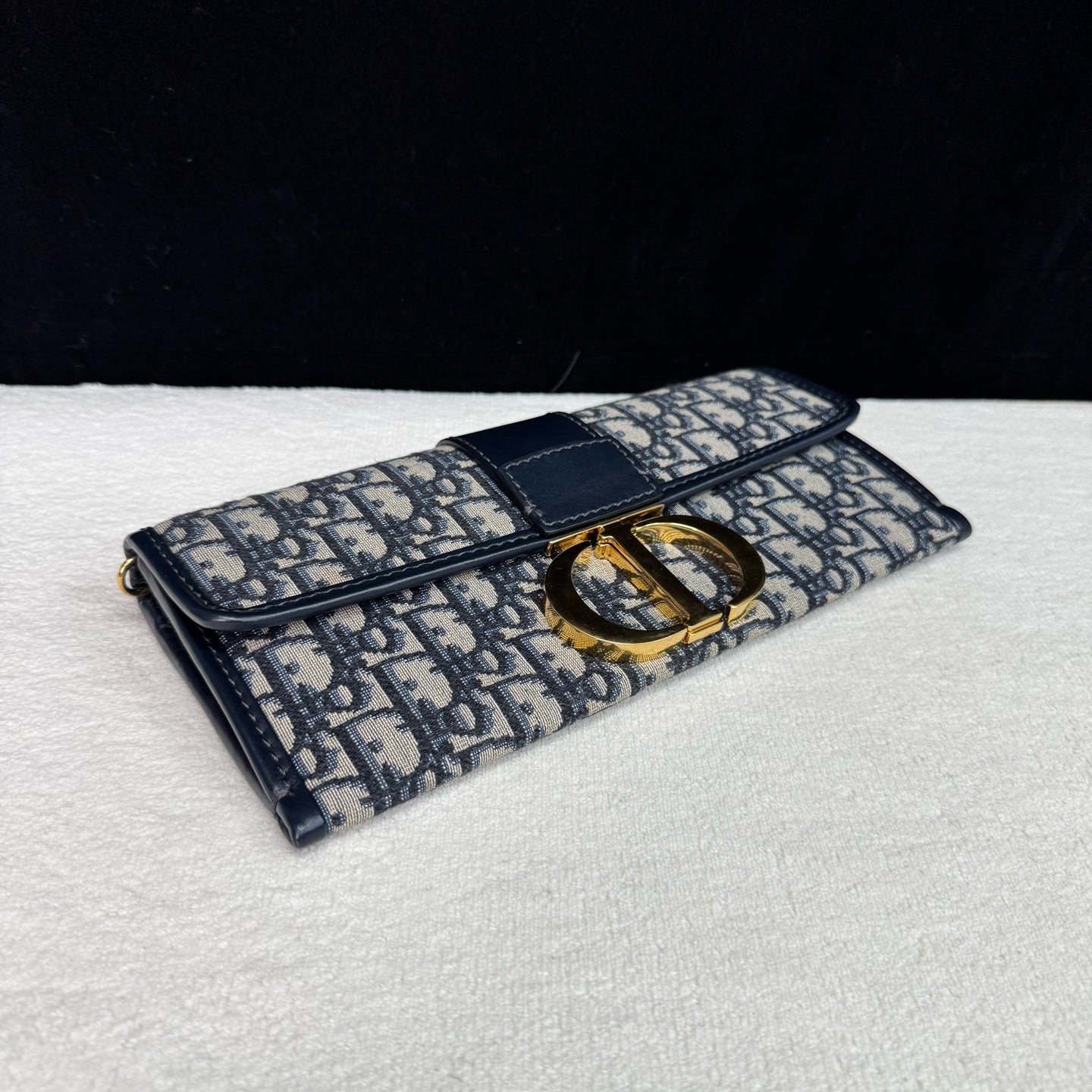 Dior - Montaigne Baguette Chain Bag - Oblique canvas with leather trim - Blue - (Mini)