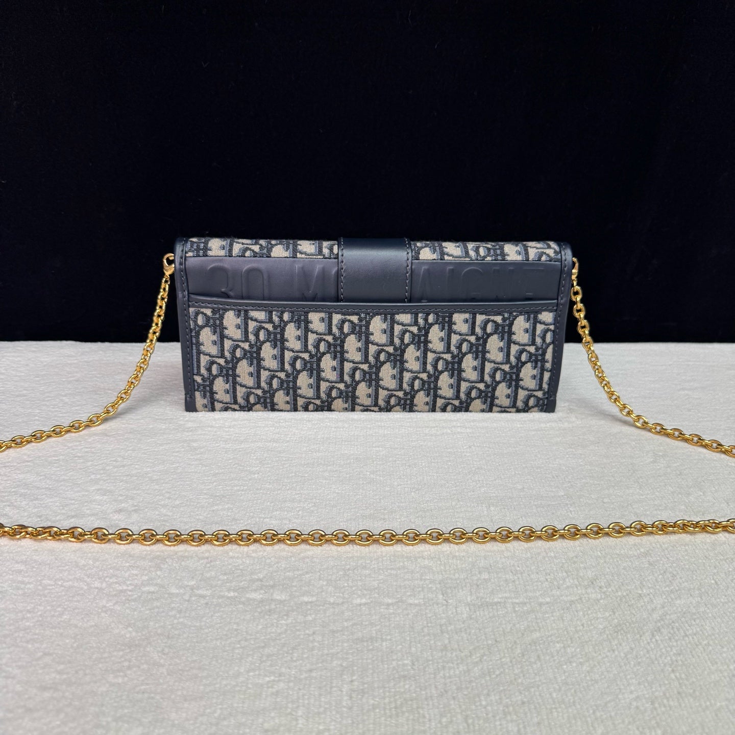 Dior - Montaigne Baguette Chain Bag - Oblique canvas with leather trim - Blue - (Mini)