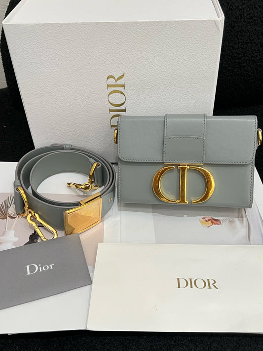 Dior - Montaigne Box Bag - Leather - Grey - (mini)