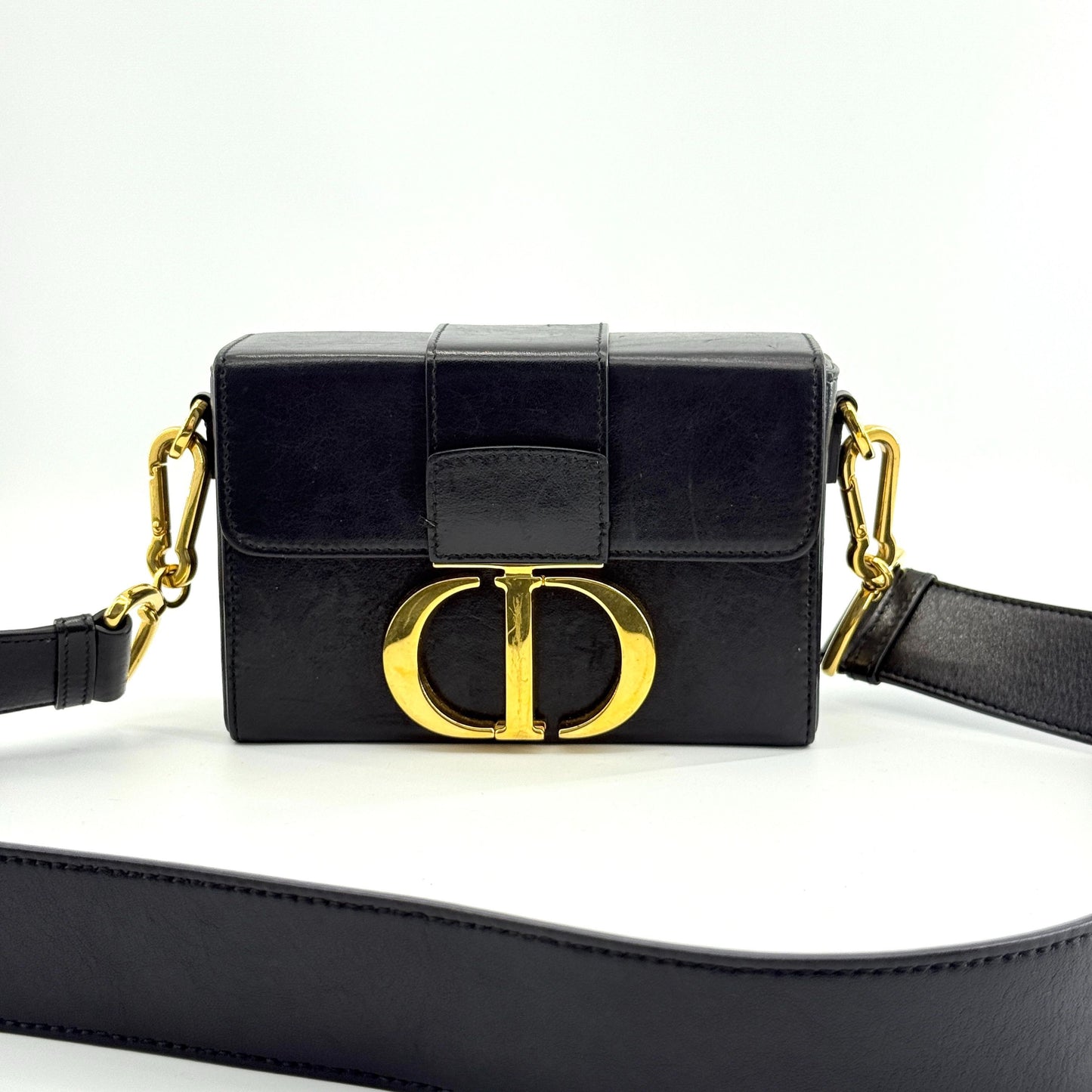 Dior - Montaigne Box - Leather - Black with Gold-Tone Hardware - (mini)