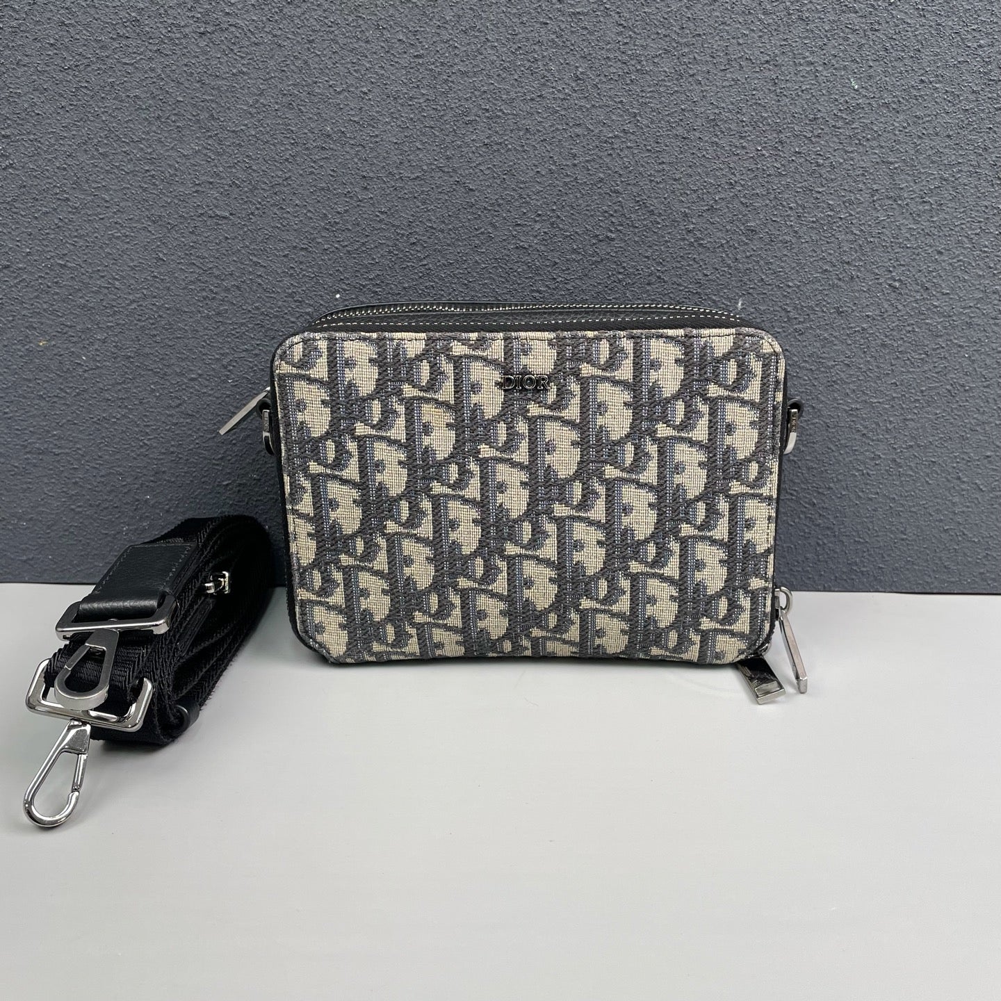 Dior - Oblique Camera Bag - Embroidered canvas with leather trim - Blue - (Mini)