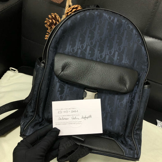 Dior - Oblique Jacquard Backpack - Leather - Blue - (None)