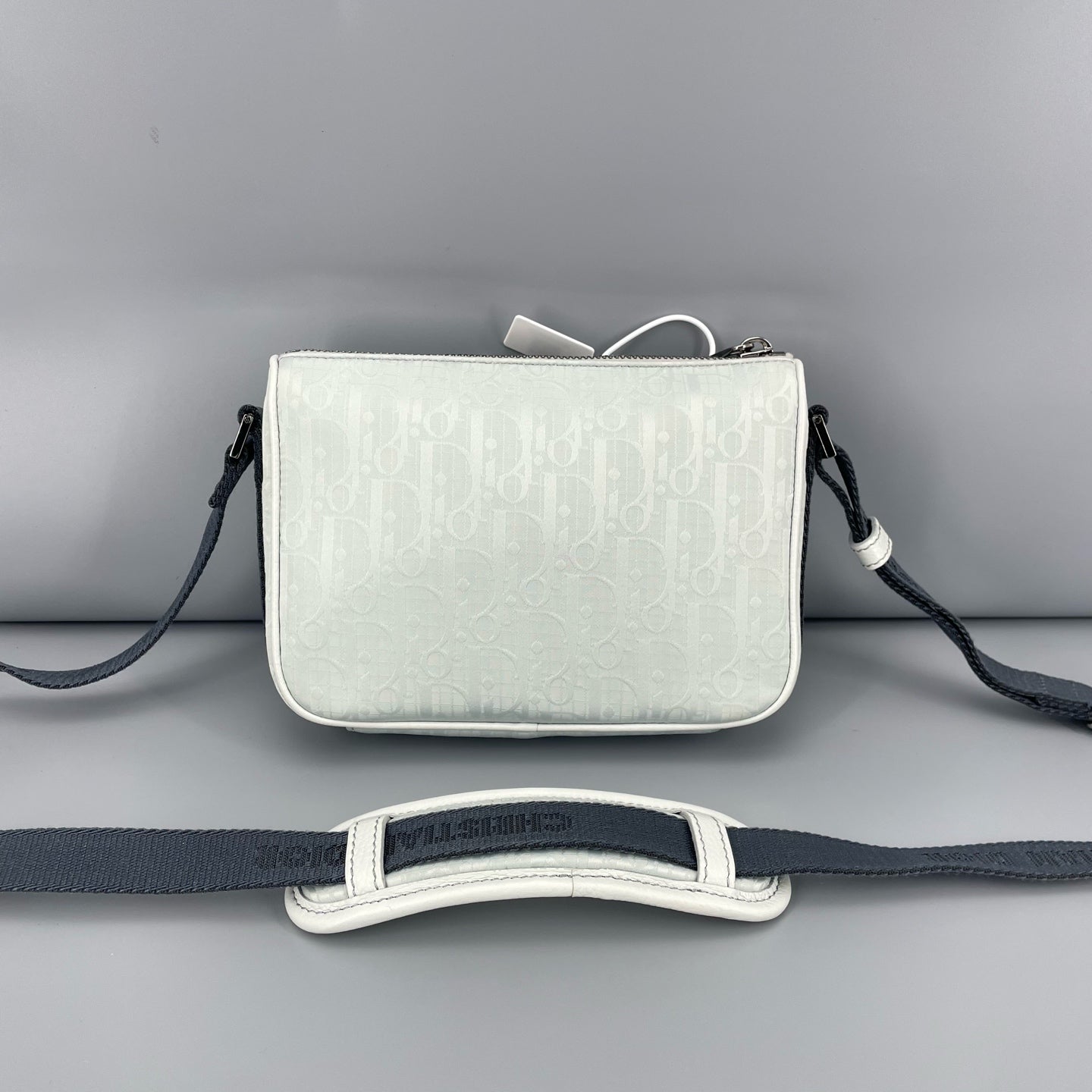 Dior - Oblique Messenger Bag - Canvas and Leather - Light Blue and Grey - (small)