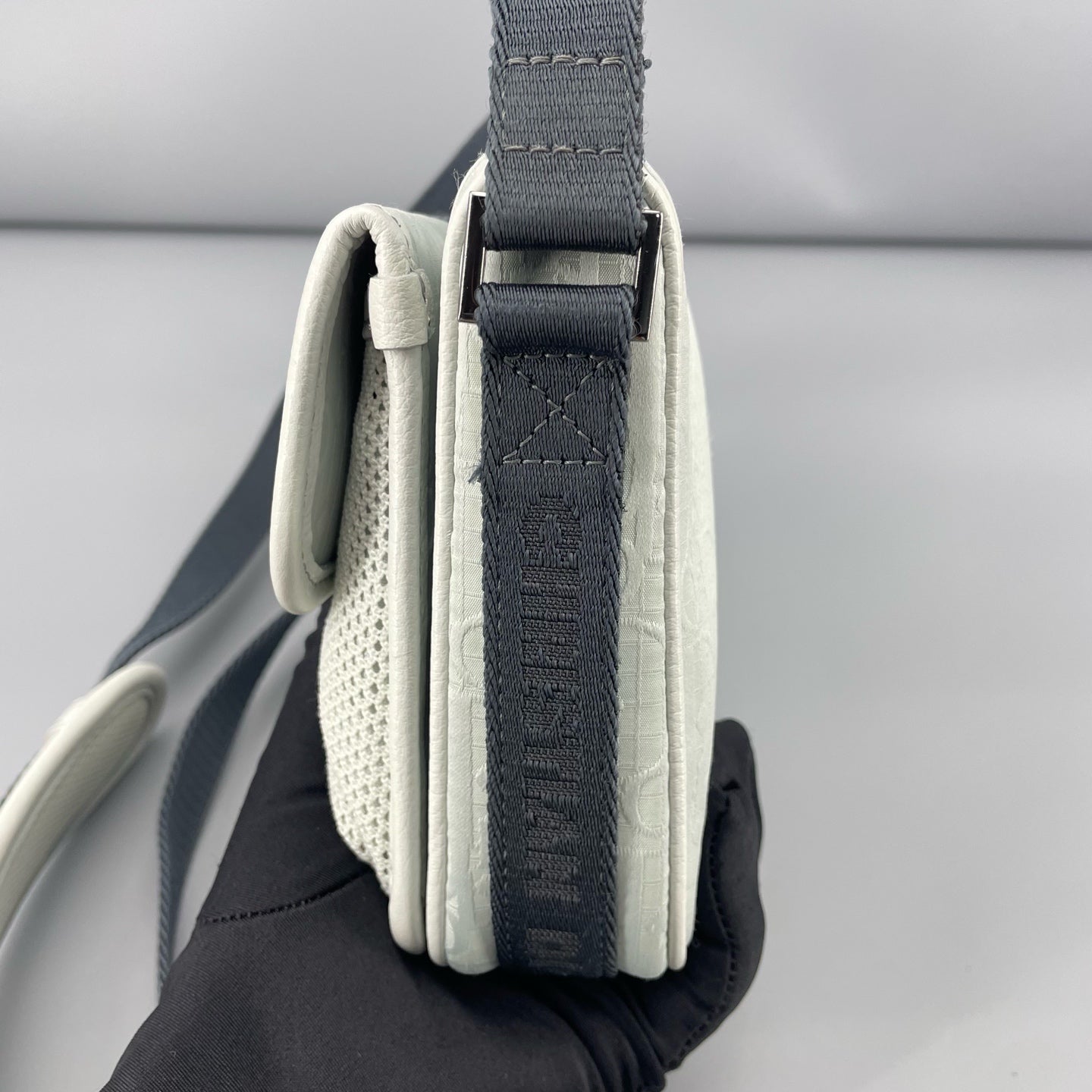 Dior - Oblique Messenger Bag - Canvas and Leather - Light Blue and Grey - (small)