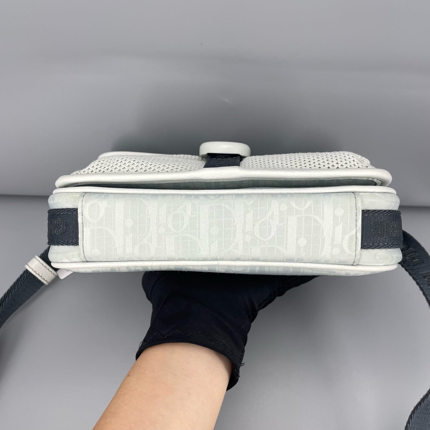 Dior - Oblique Messenger Bag - Canvas and Leather - Light Blue and Grey - (small)