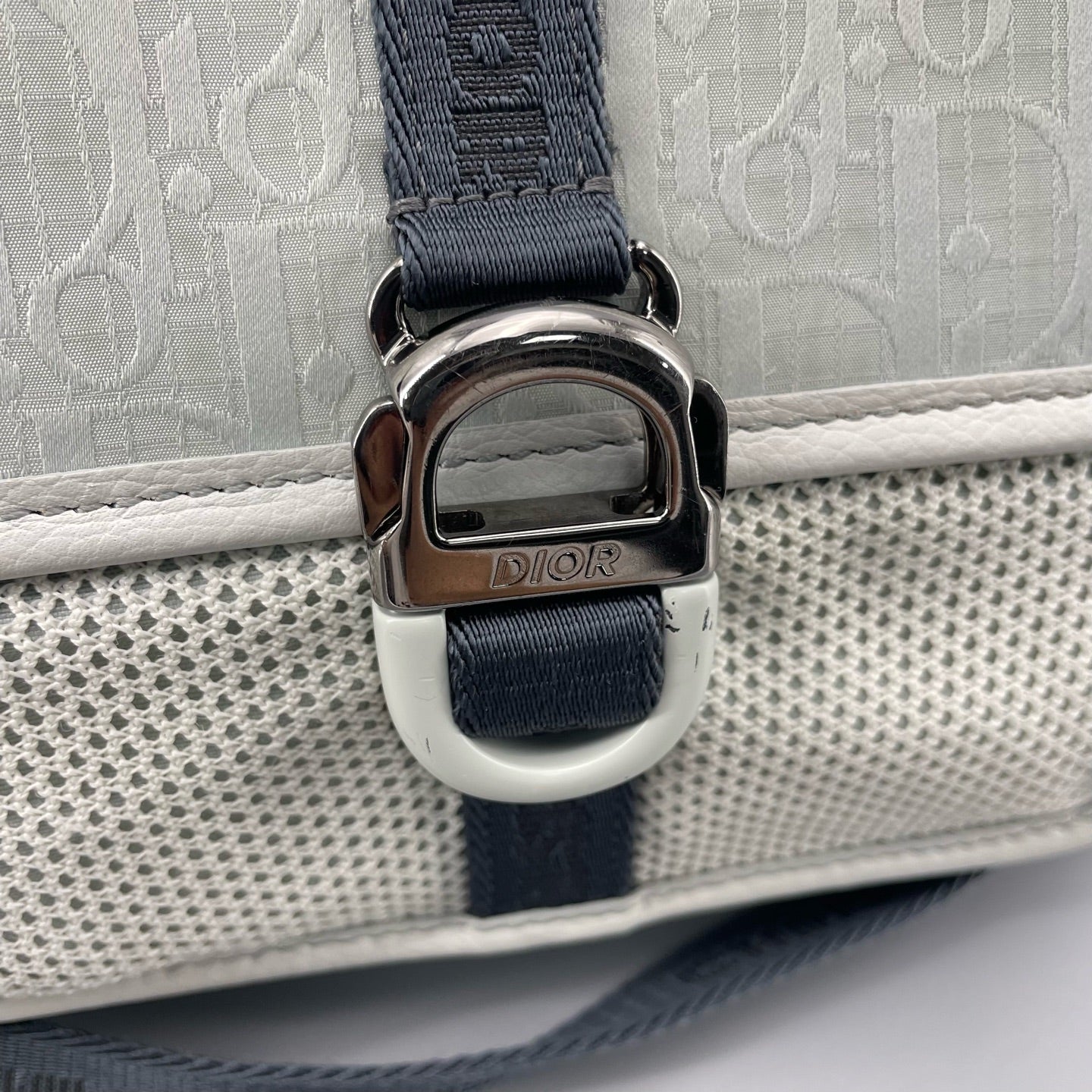 Dior - Oblique Messenger Bag - Canvas and Leather - Light Blue and Grey - (small)