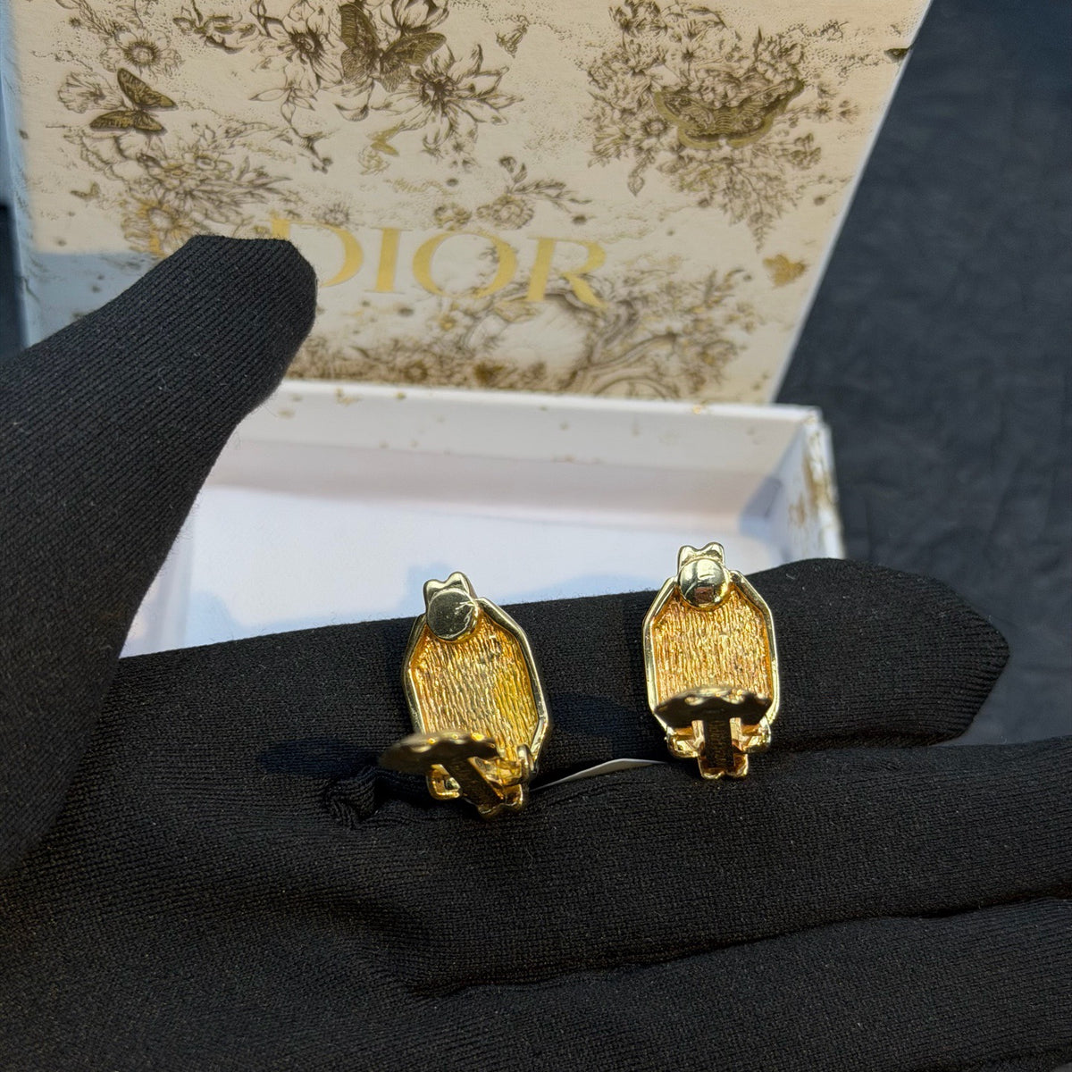 Dior - Other - Gold-tone base metal with pink cabochons and clear rhinestone accents. - Multicolour