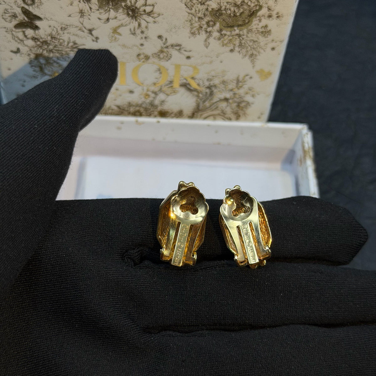 Dior - Other - Gold-tone base metal with pink cabochons and clear rhinestone accents. - Multicolour