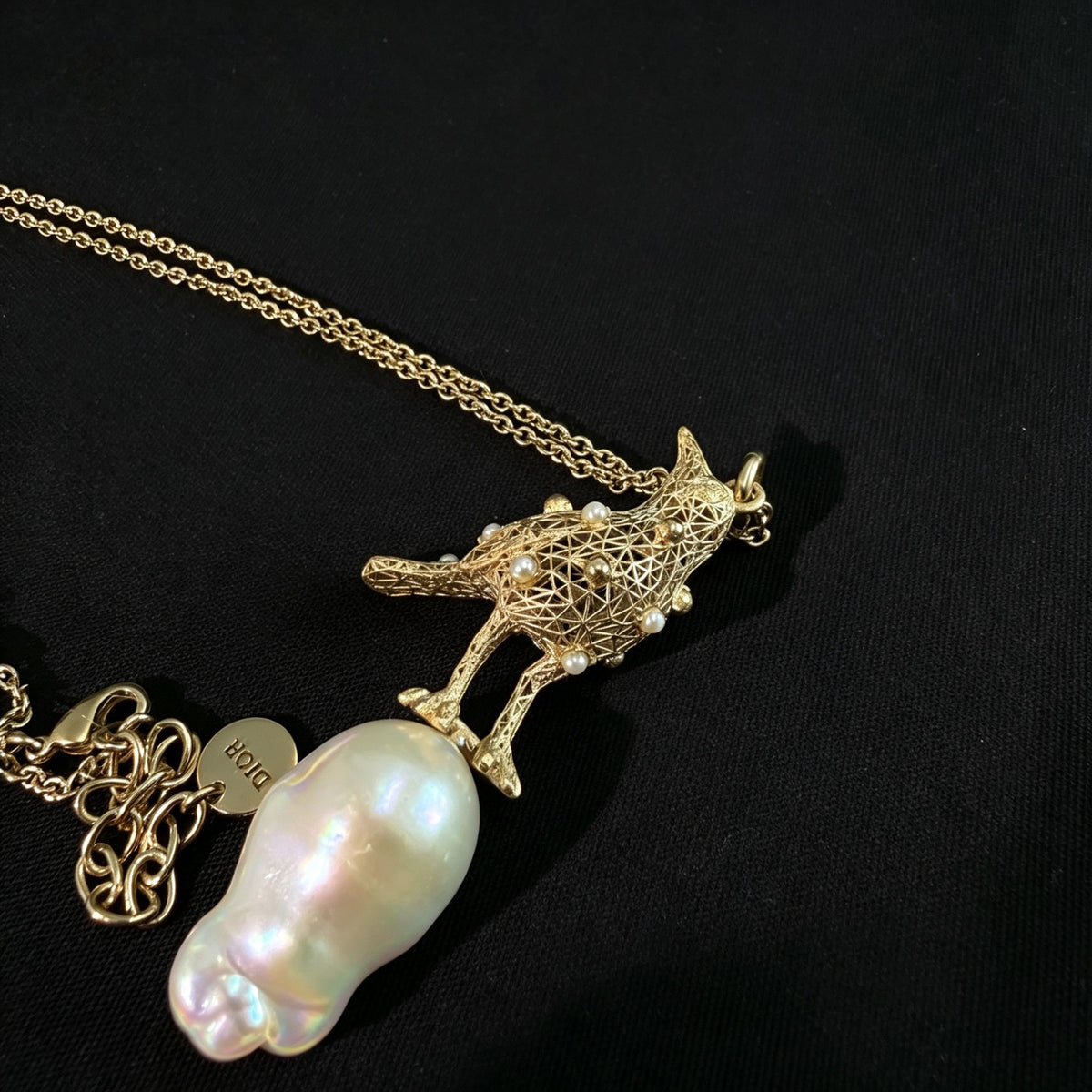 Dior - Other - Gold-tone metal with a pearl pendant and small pearl accents. - Gold