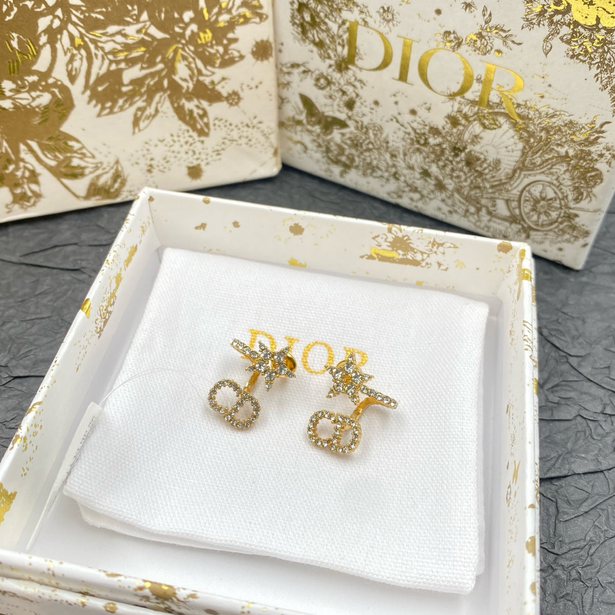 Dior - Other - Gold-tone metal with clear crystal embellishments. - Gold