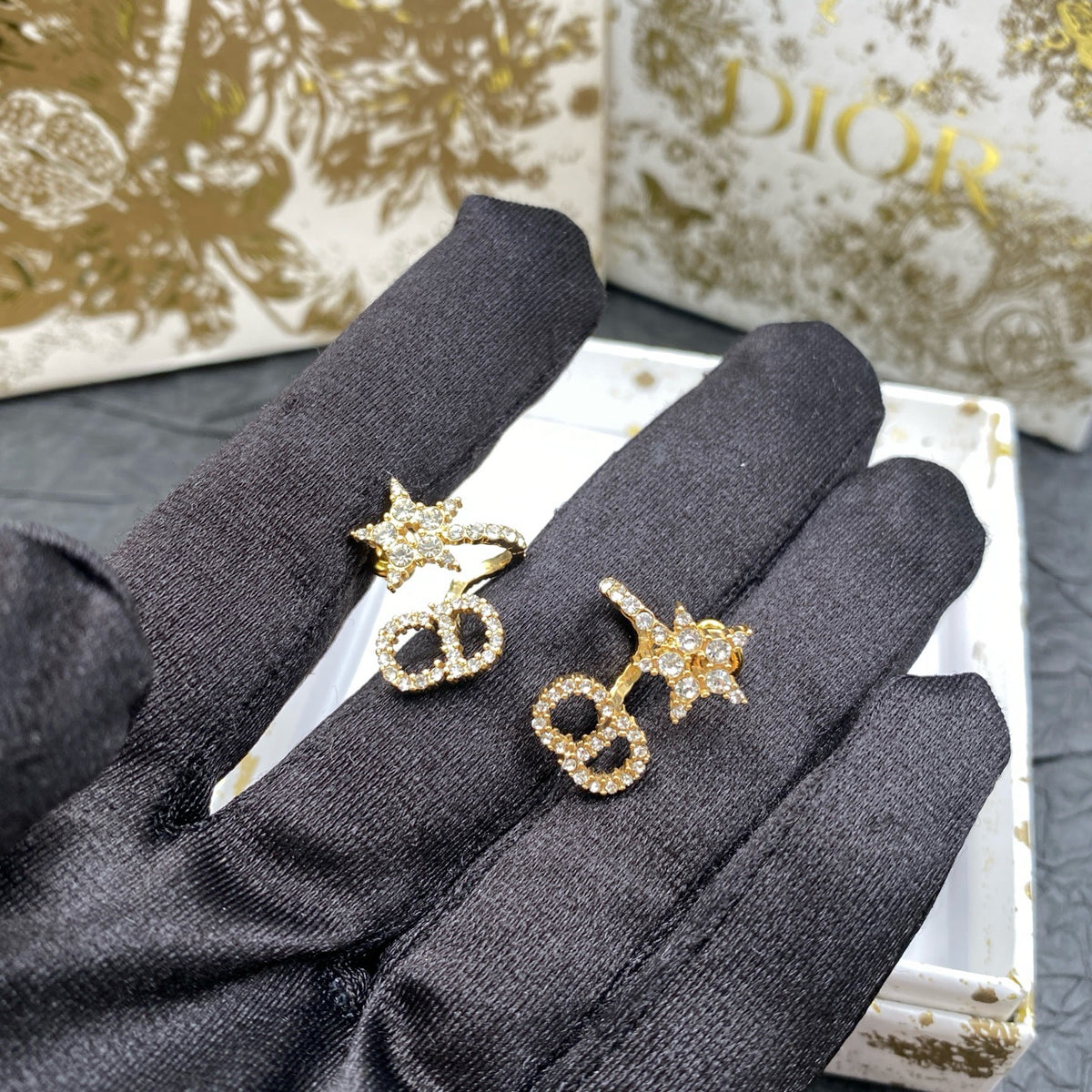 Dior - Other - Gold-tone metal with clear crystal embellishments. - Gold