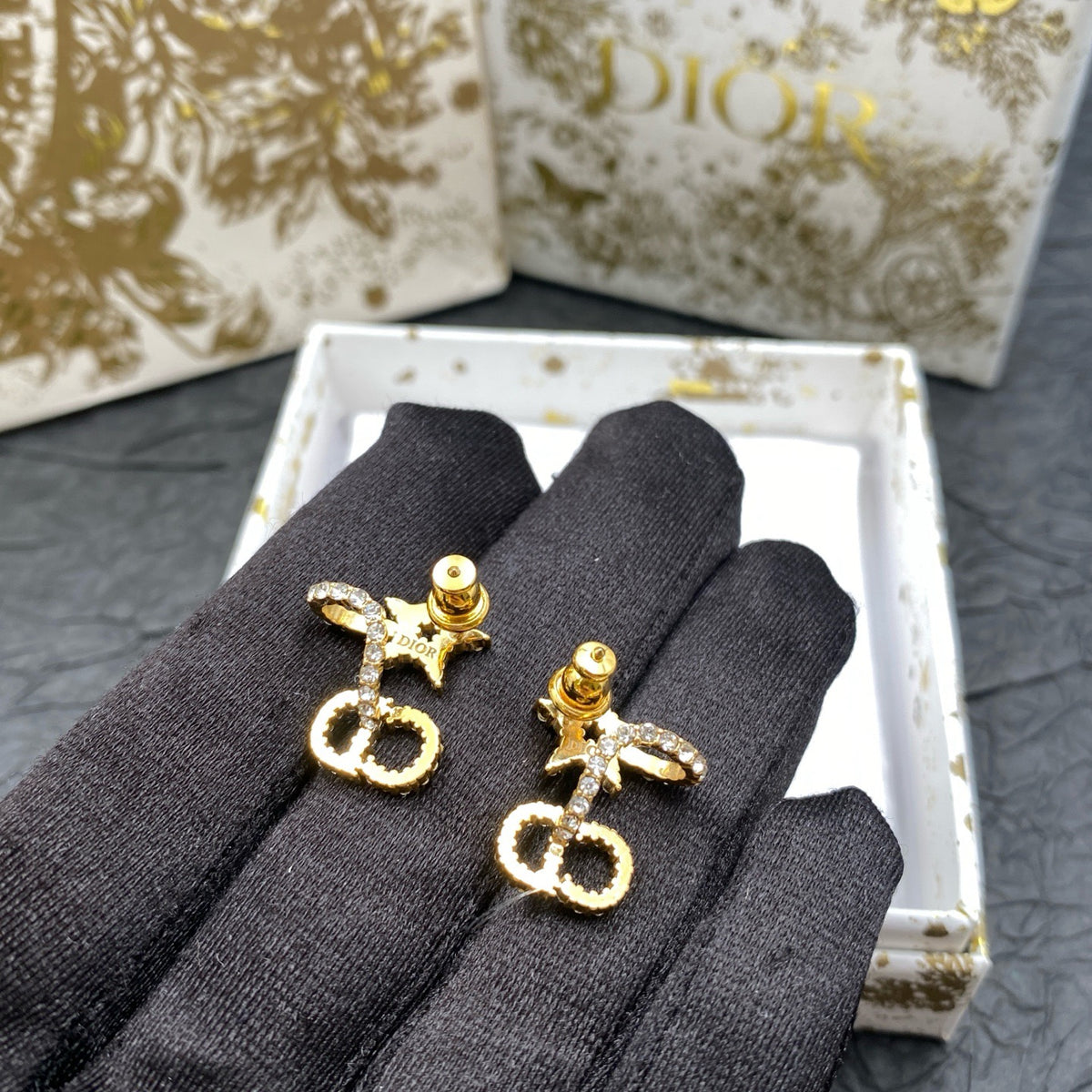 Dior - Other - Gold-tone metal with clear crystal embellishments. - Gold