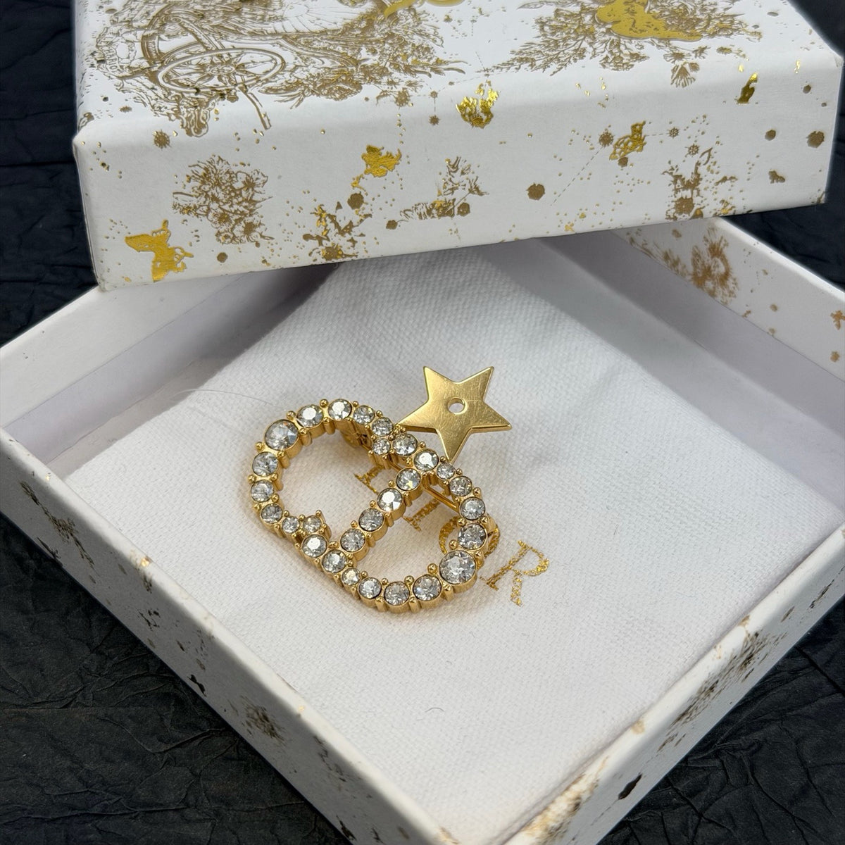 Dior - Other - Gold-tone metal with clear crystal-style embellishments; exact stone composition is unknown. - Gold