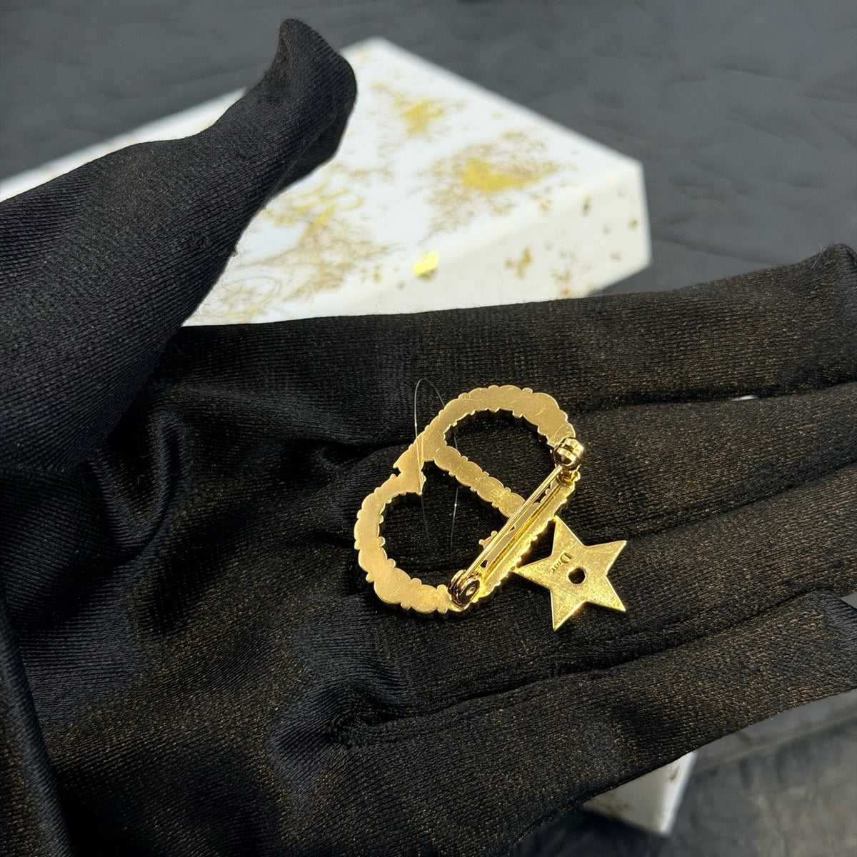 Dior - Other - Gold-tone metal with clear crystal-style embellishments; exact stone composition is unknown. - Gold
