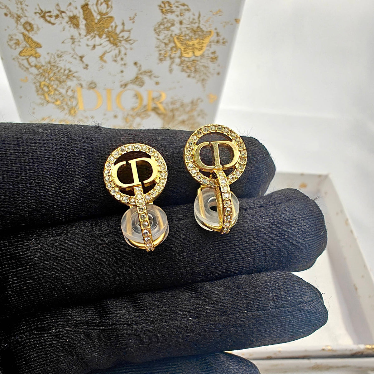 Dior - Other - Gold-tone metal with clear rhinestone embellishments. - Gold
